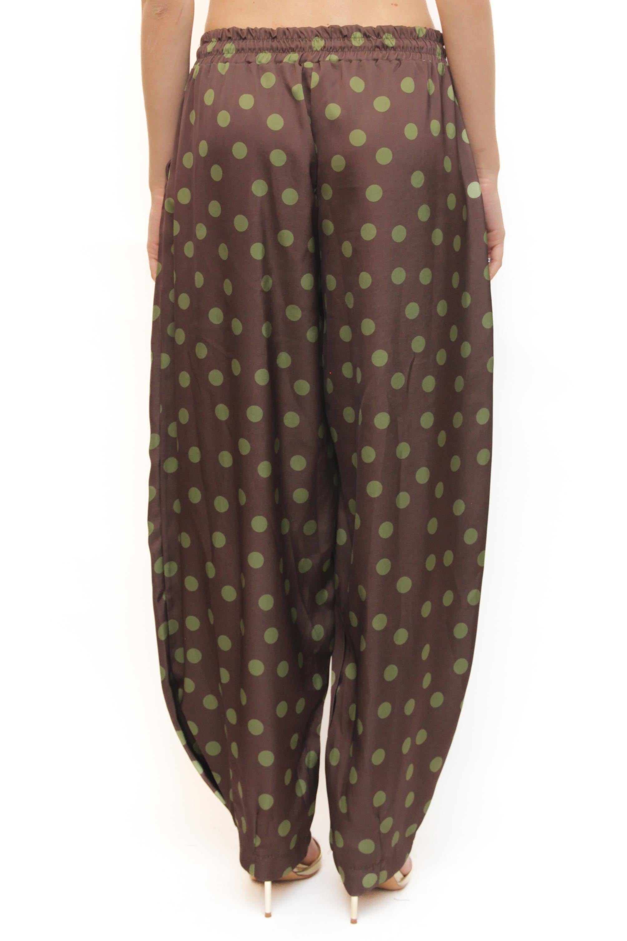 LEVH - Pantalone Pako - MARRONE pois verde