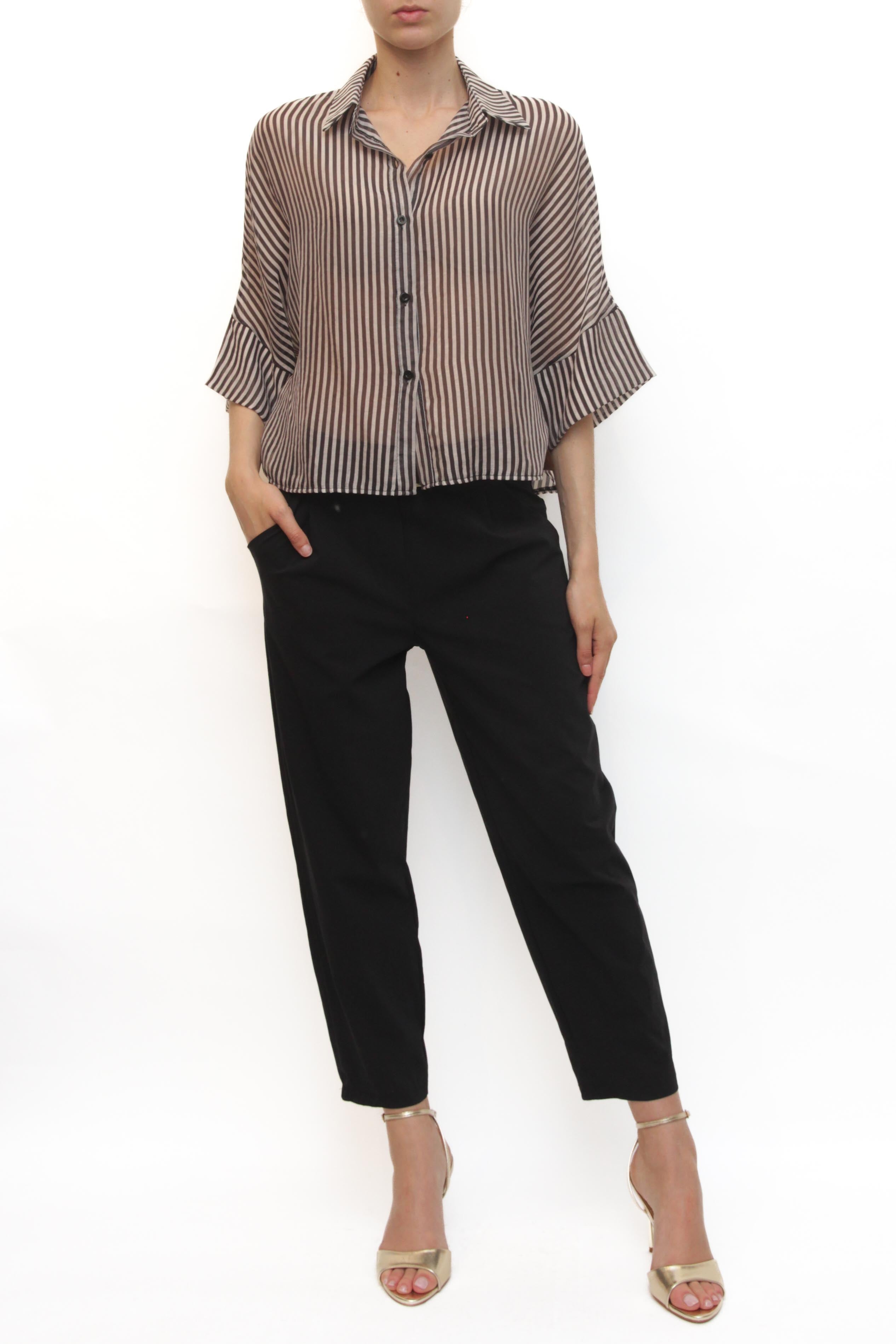 LEVH - Camicia Cannet - RIGA PANNA/NERO