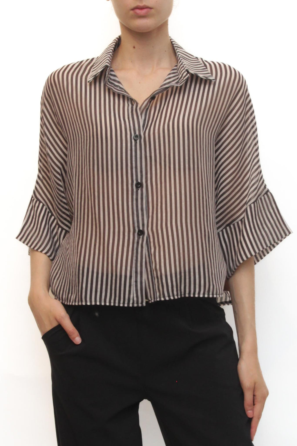 LEVH - Camicia Cannet - RIGA PANNA/NERO
