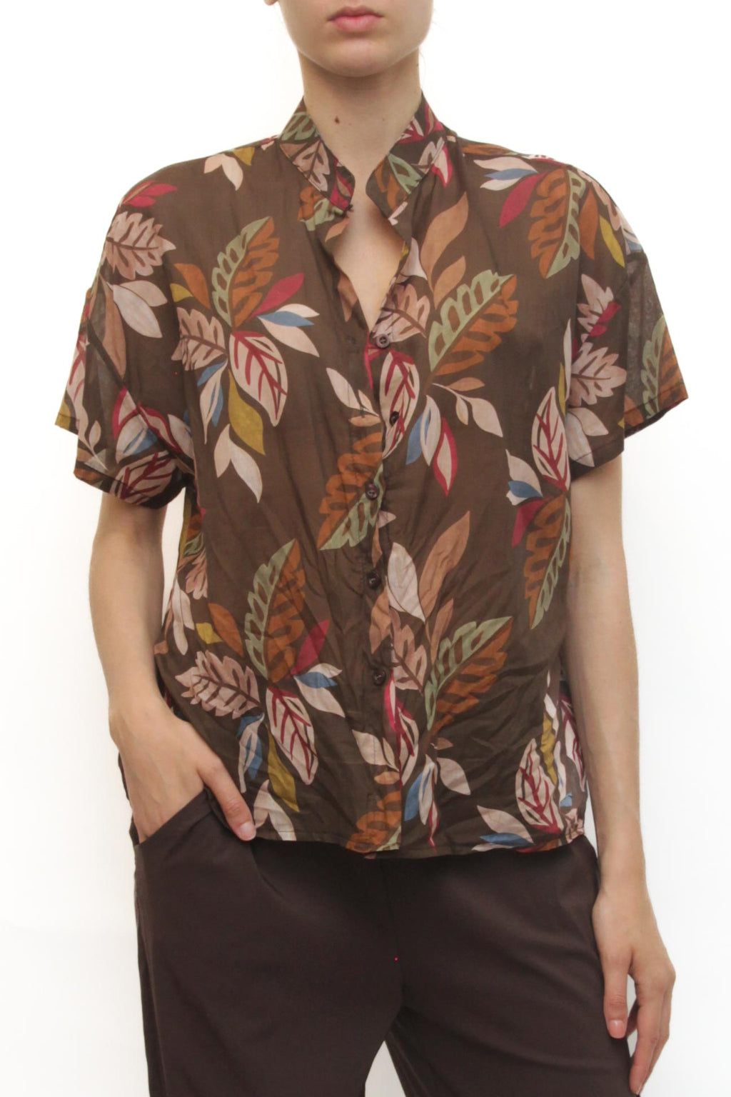 LEVH - Camicia Caen - marrone fiore colorato