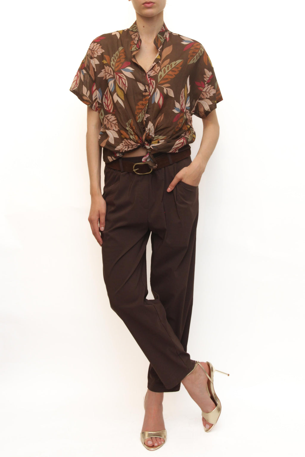 LEVH - Camicia Caen - marrone fiore colorato