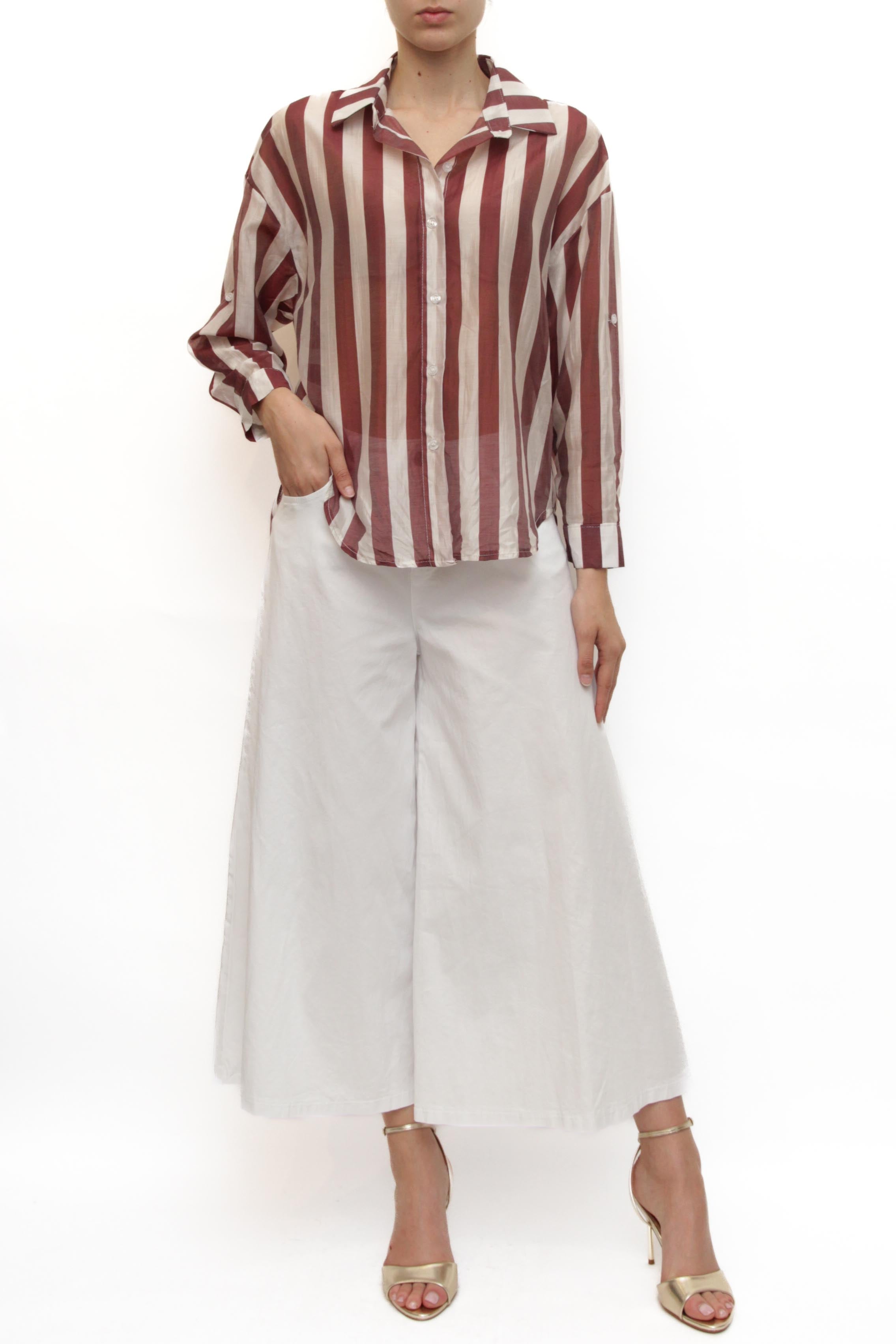 LEVH - camicia Clemenzia - RIGA BIANCO/BORDX