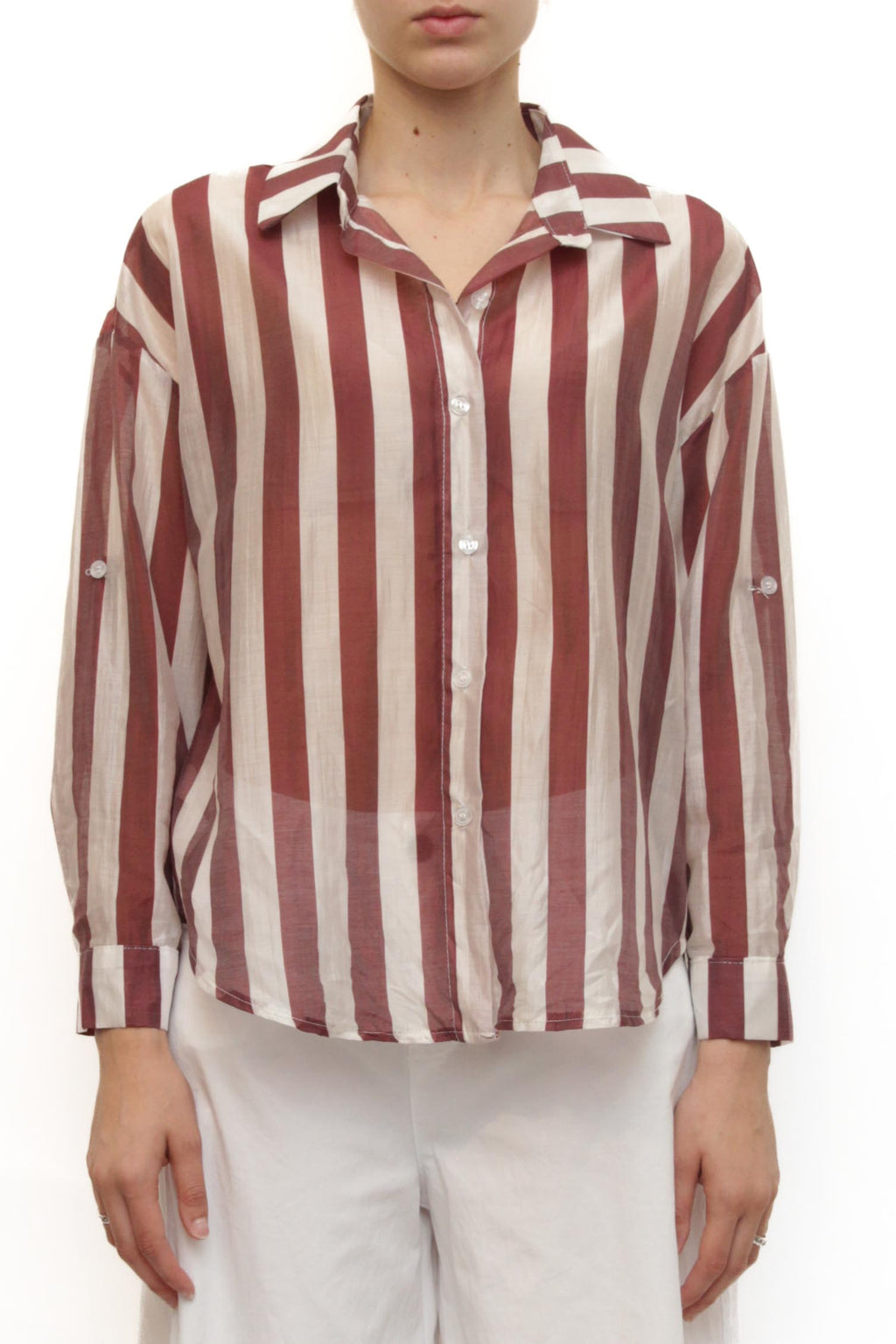 LEVH - camicia Clemenzia - RIGA BIANCO/BORDX