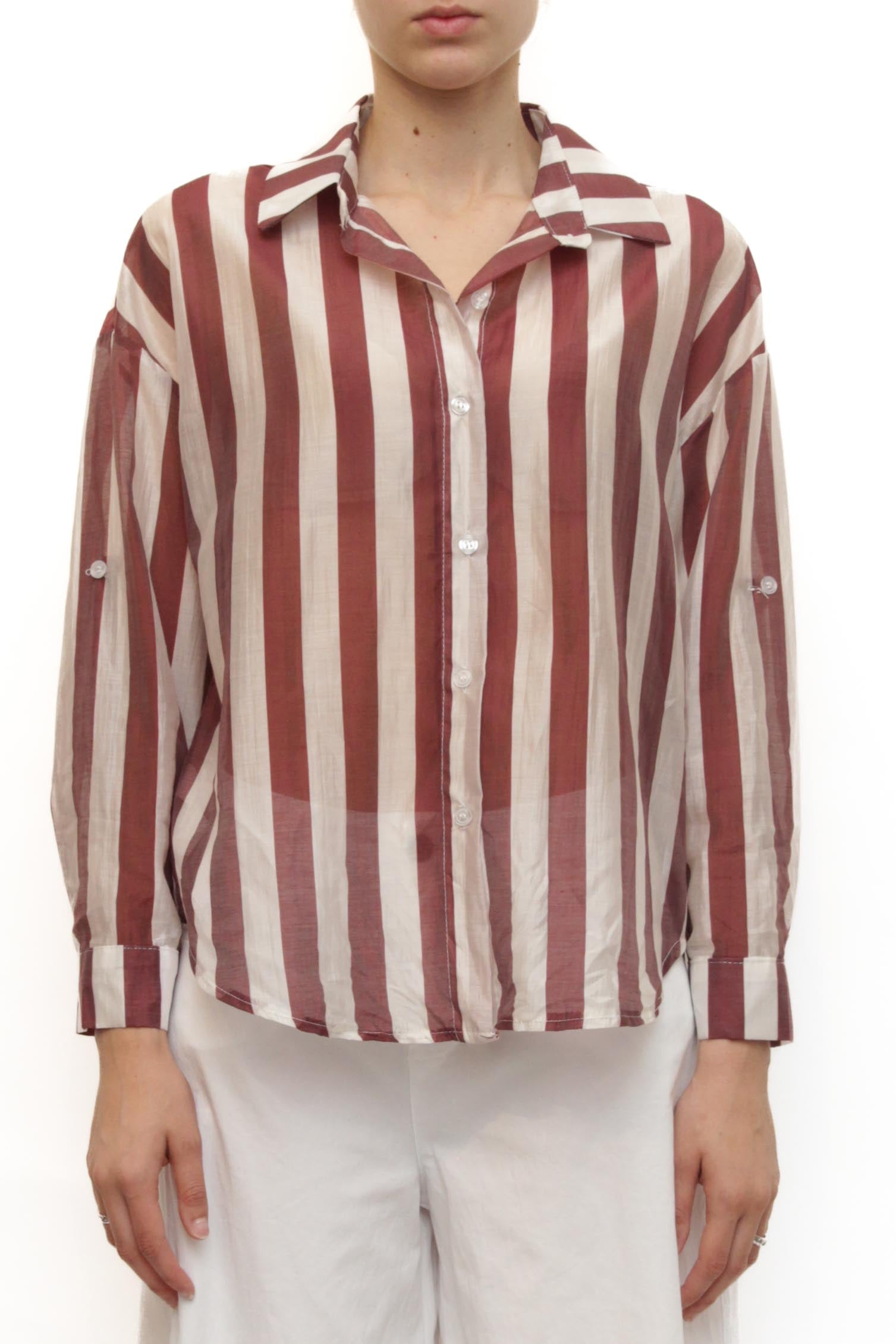 LEVH - camicia Clemenzia - RIGA BIANCO/BORDX
