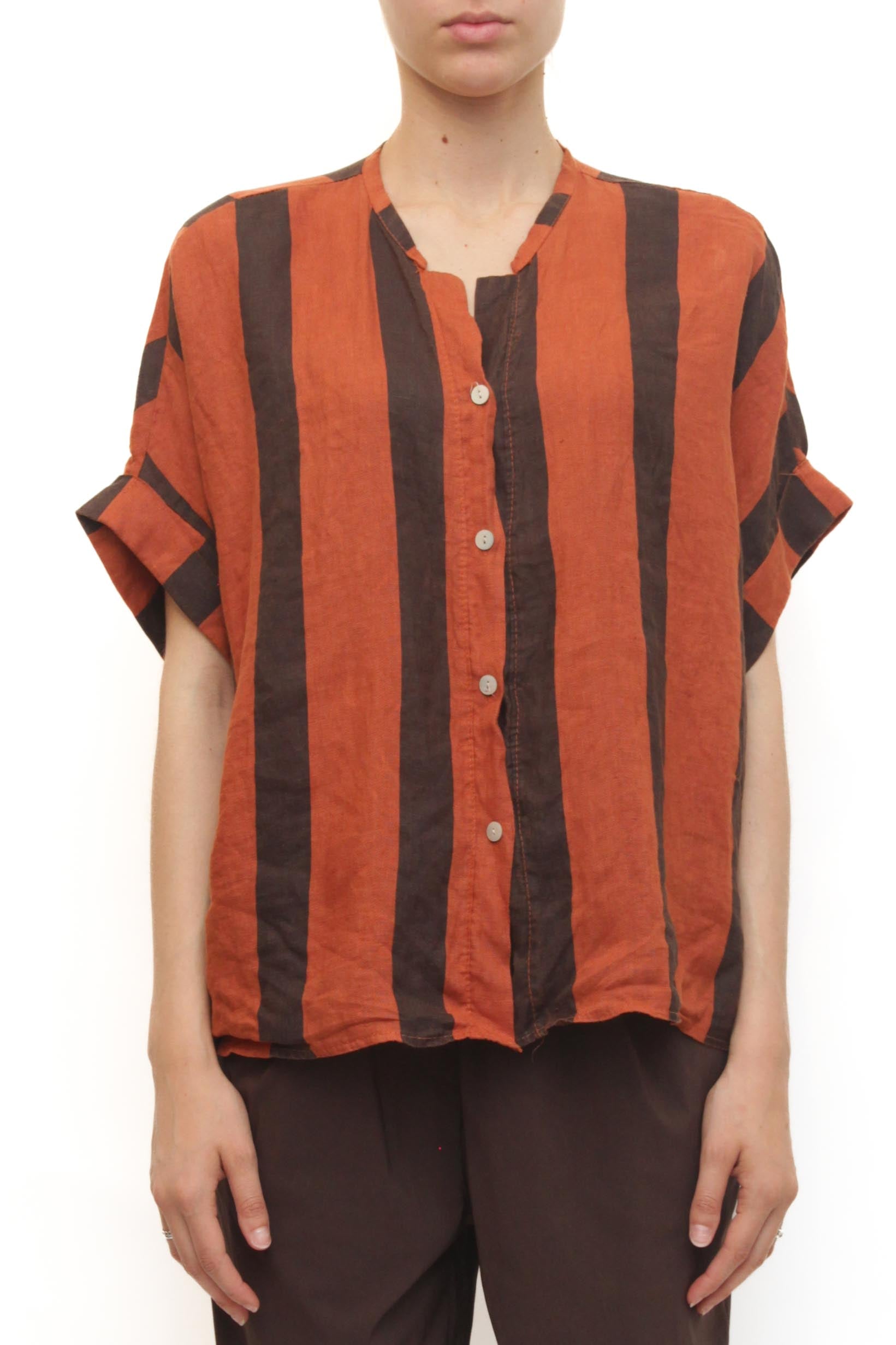 LEVH - Camicia Clermont - Riga arancio/moro