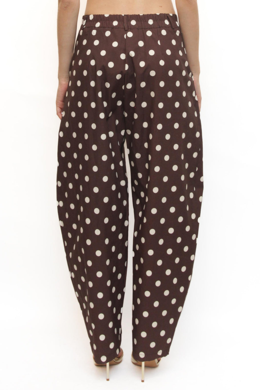 LEVH - Pantalone Panjëz - MARRONE pois bianco