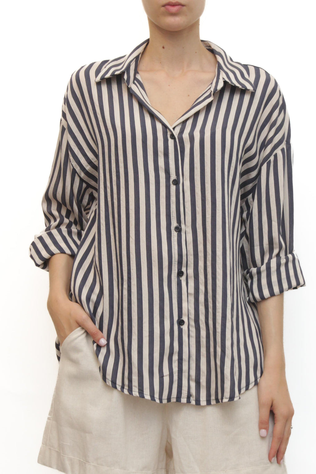 LEVH - Camicia Cleofe - RIGA BEIGE/BLU