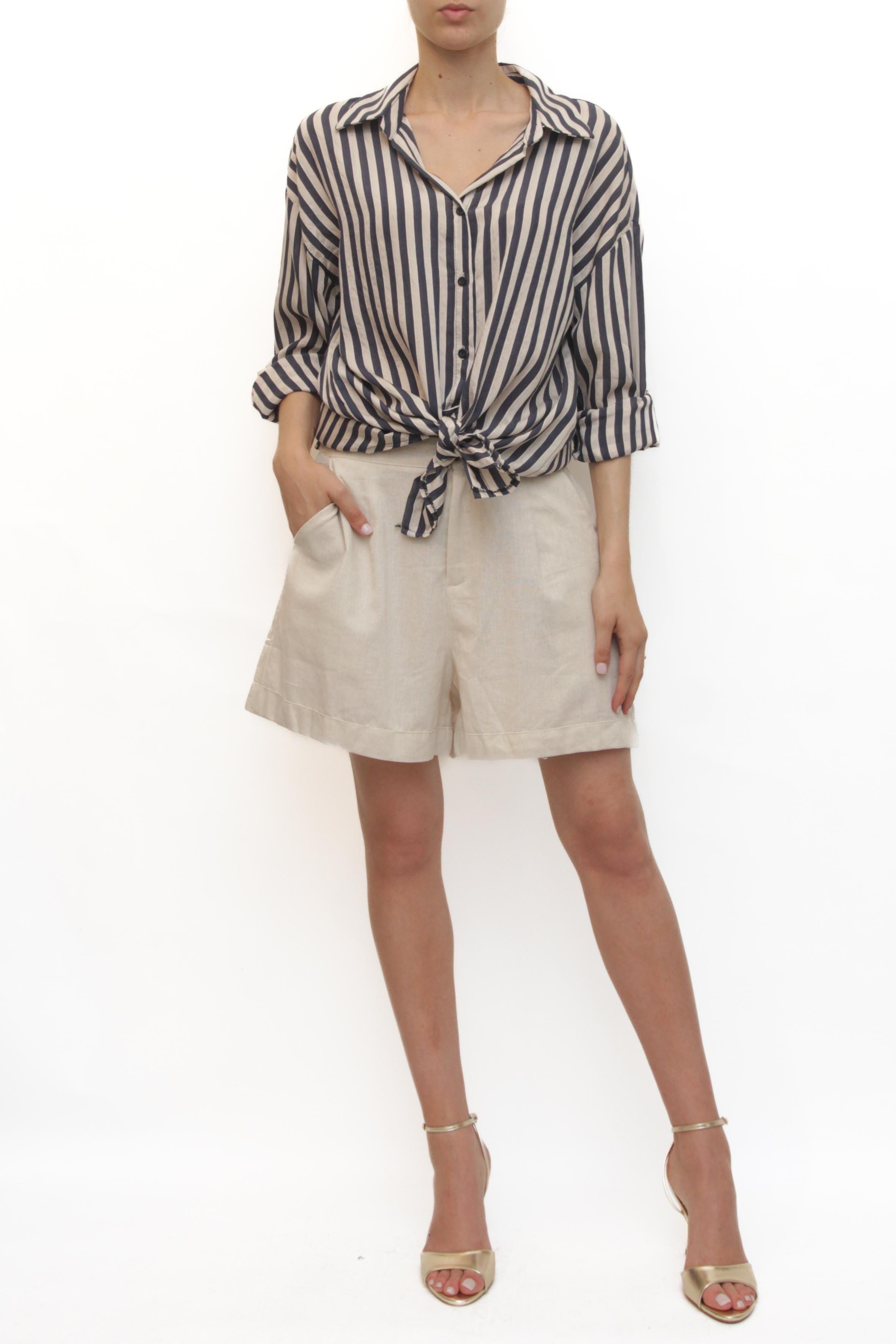LEVH - Camicia Cleofe - RIGA BEIGE/BLU