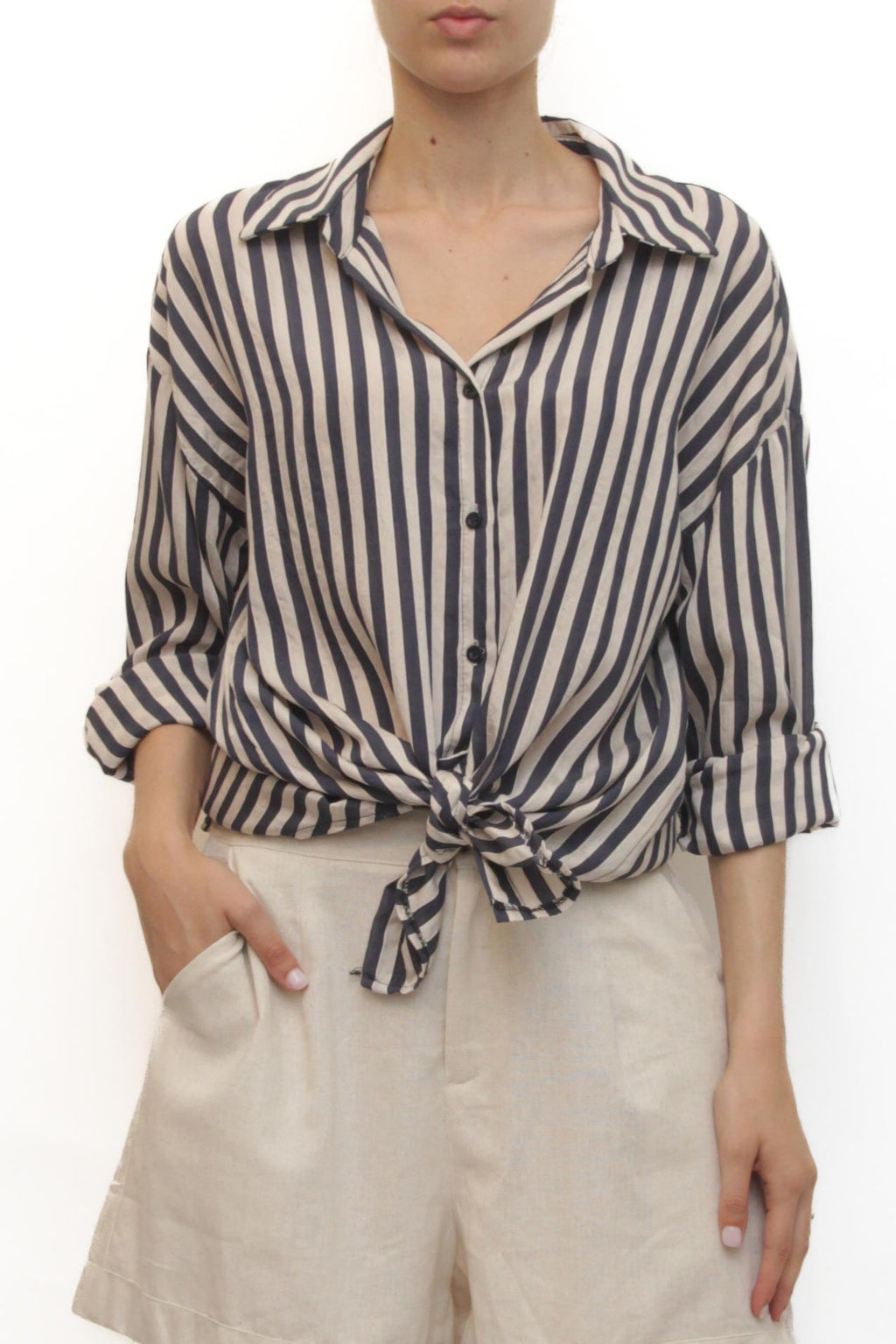 LEVH - Camicia Cleofe - RIGA BEIGE/BLU
