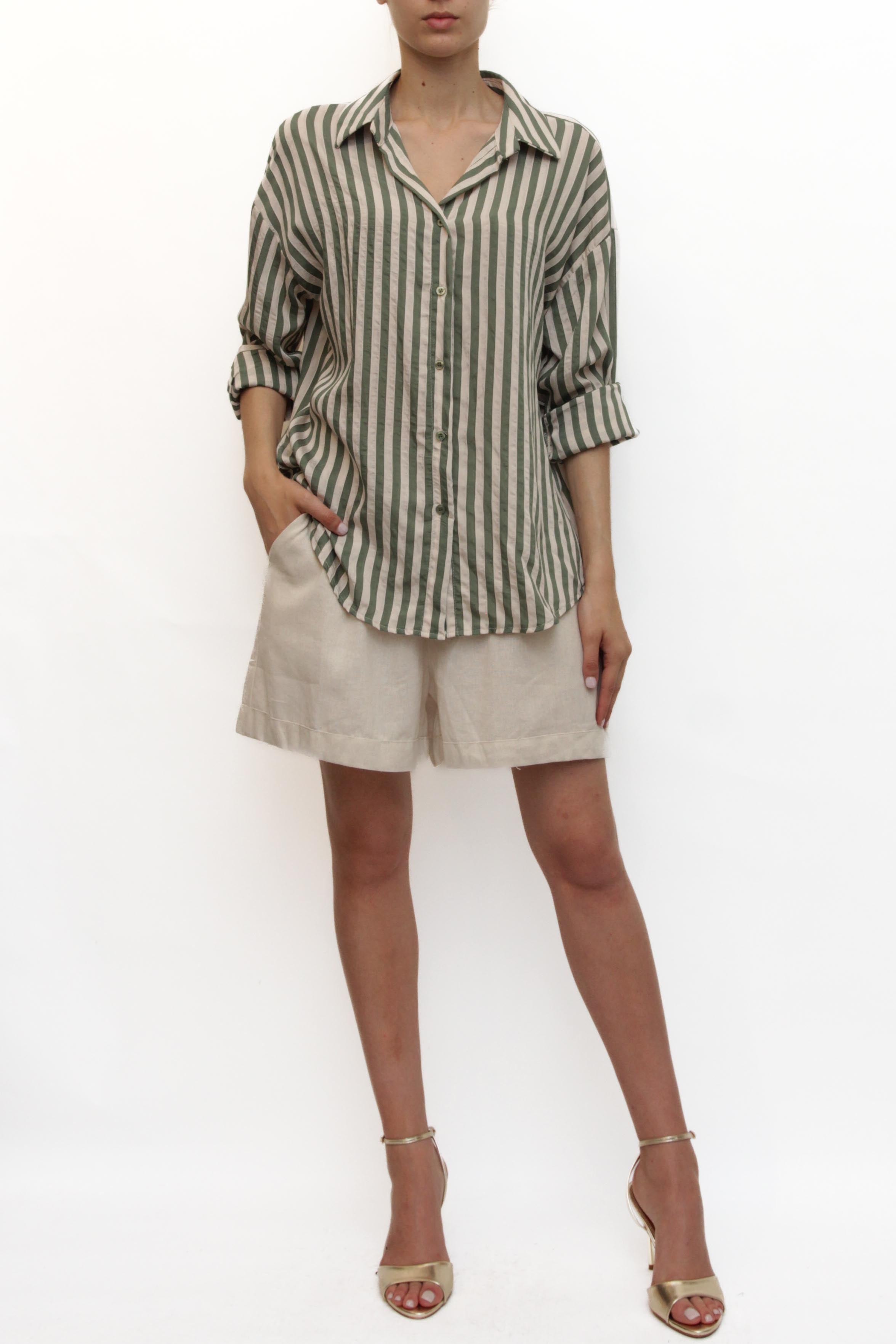LEVH - Camicia Cleofe - RIGA BEIGE/MILITARE