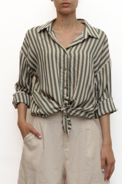 LEVH - Camicia Cleofe - RIGA BEIGE/MILITARE