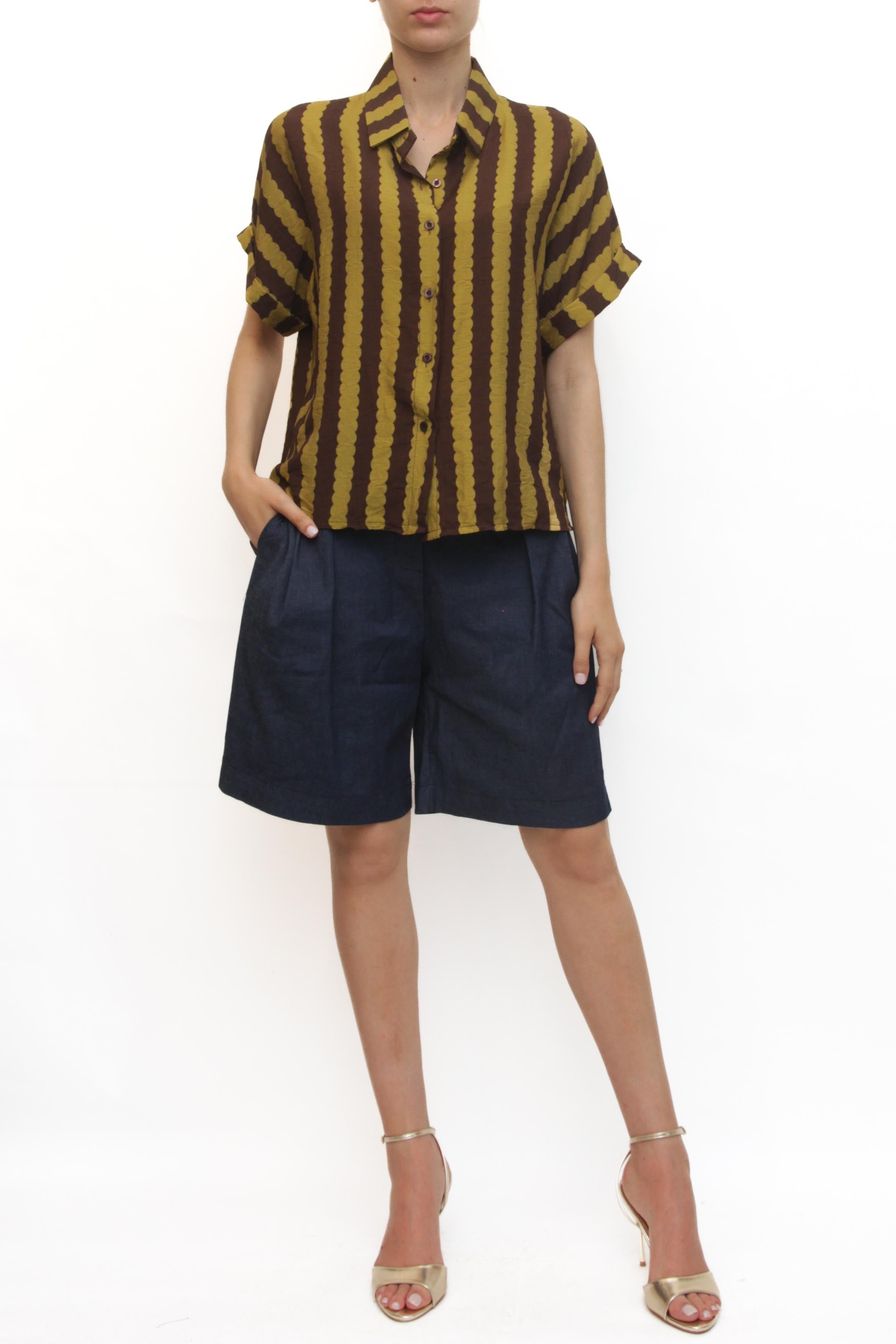 LEVH - Camicia Corgy - Riga marrone/senape