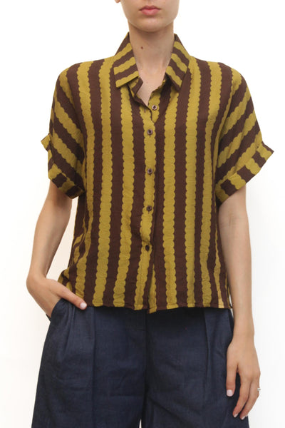 LEVH - Camicia Corgy - Riga marrone/senape