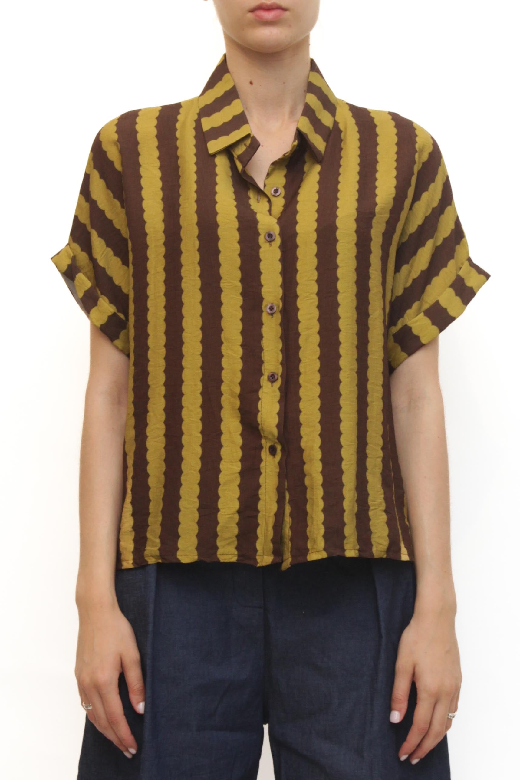 LEVH - Camicia Corgy - Riga marrone/senape