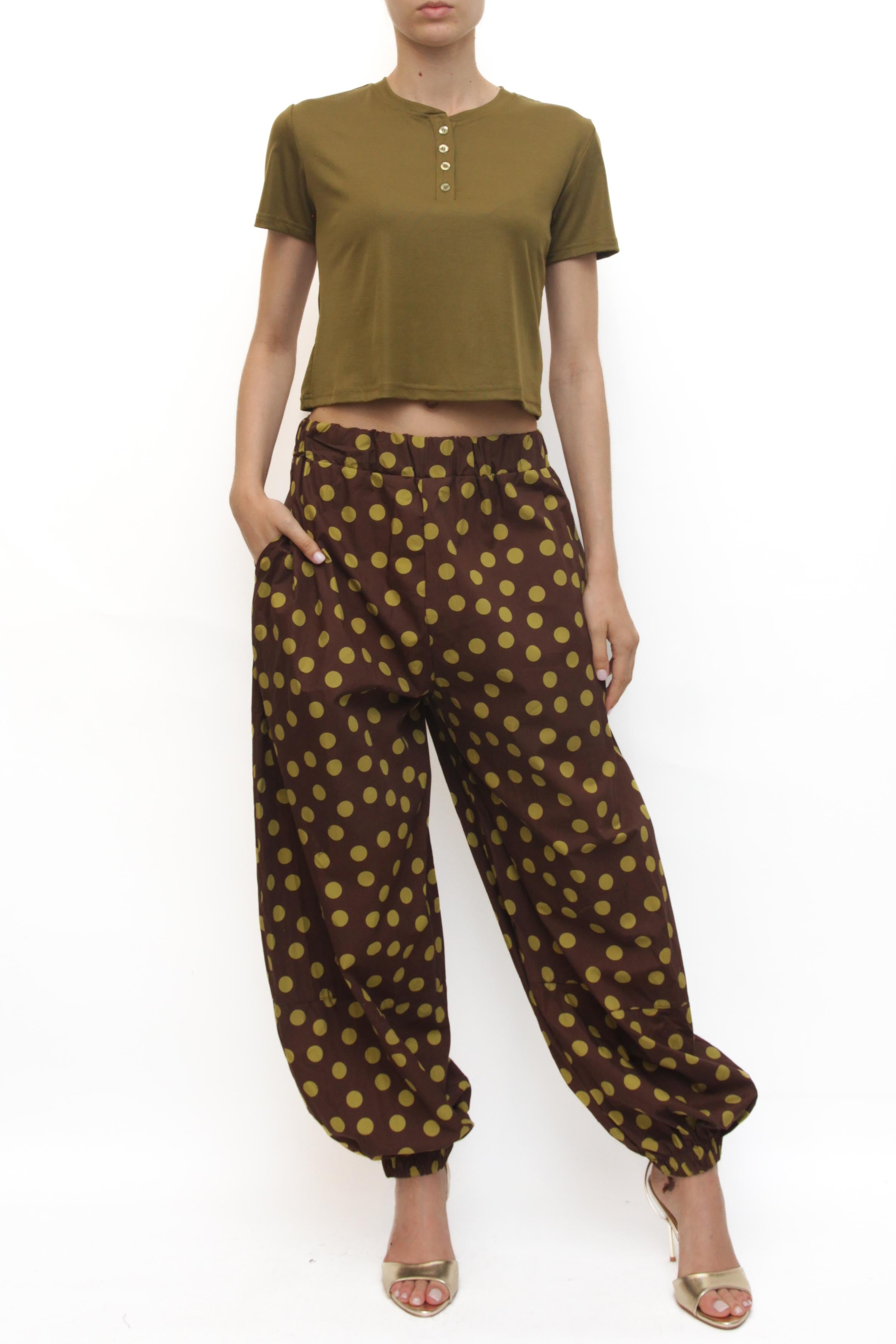 LEVH - Pantalone Platora - Marrone pois pistacchio