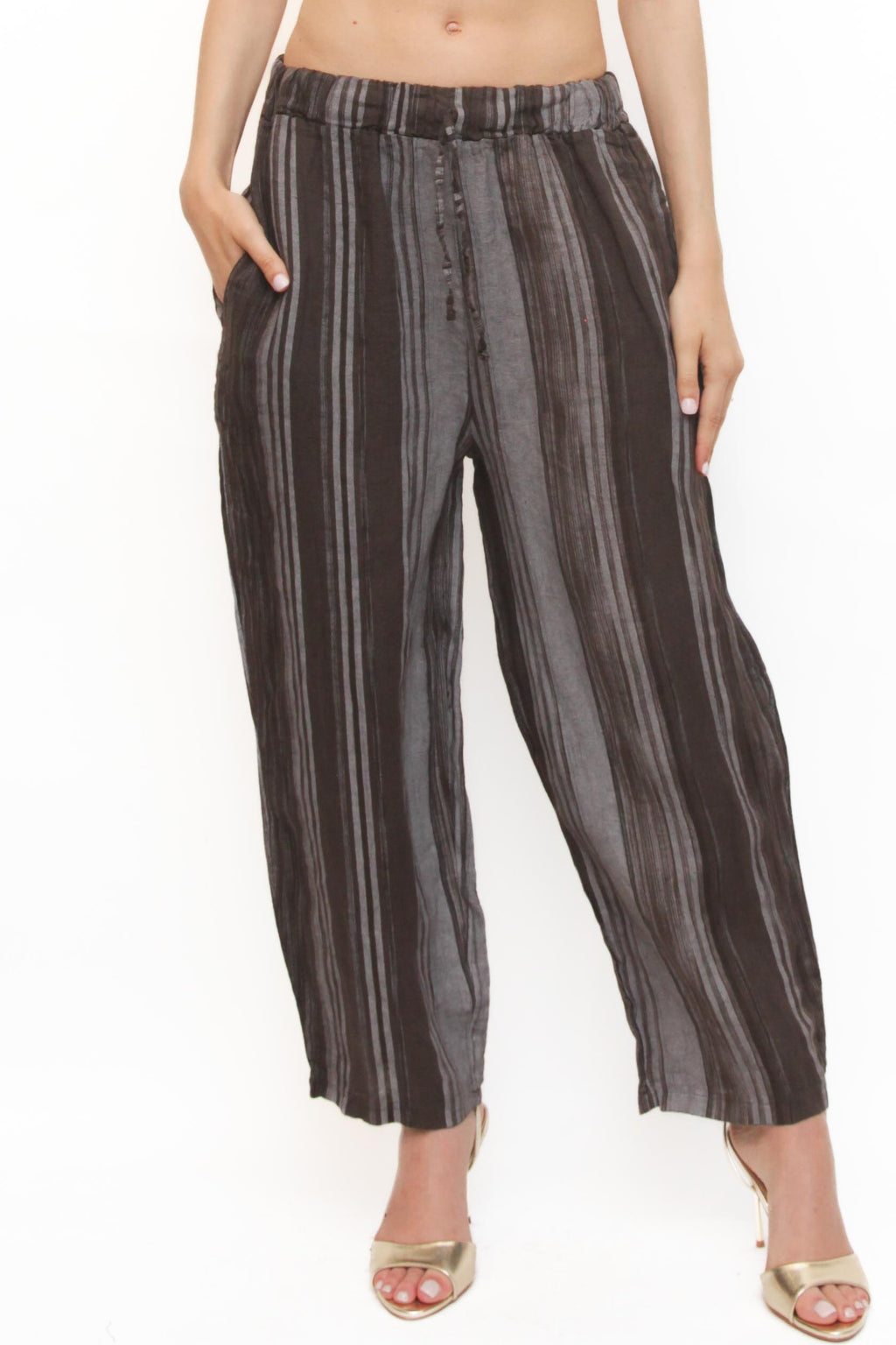 LEVH - Pantalone Primavera - Riga grigio/marrone