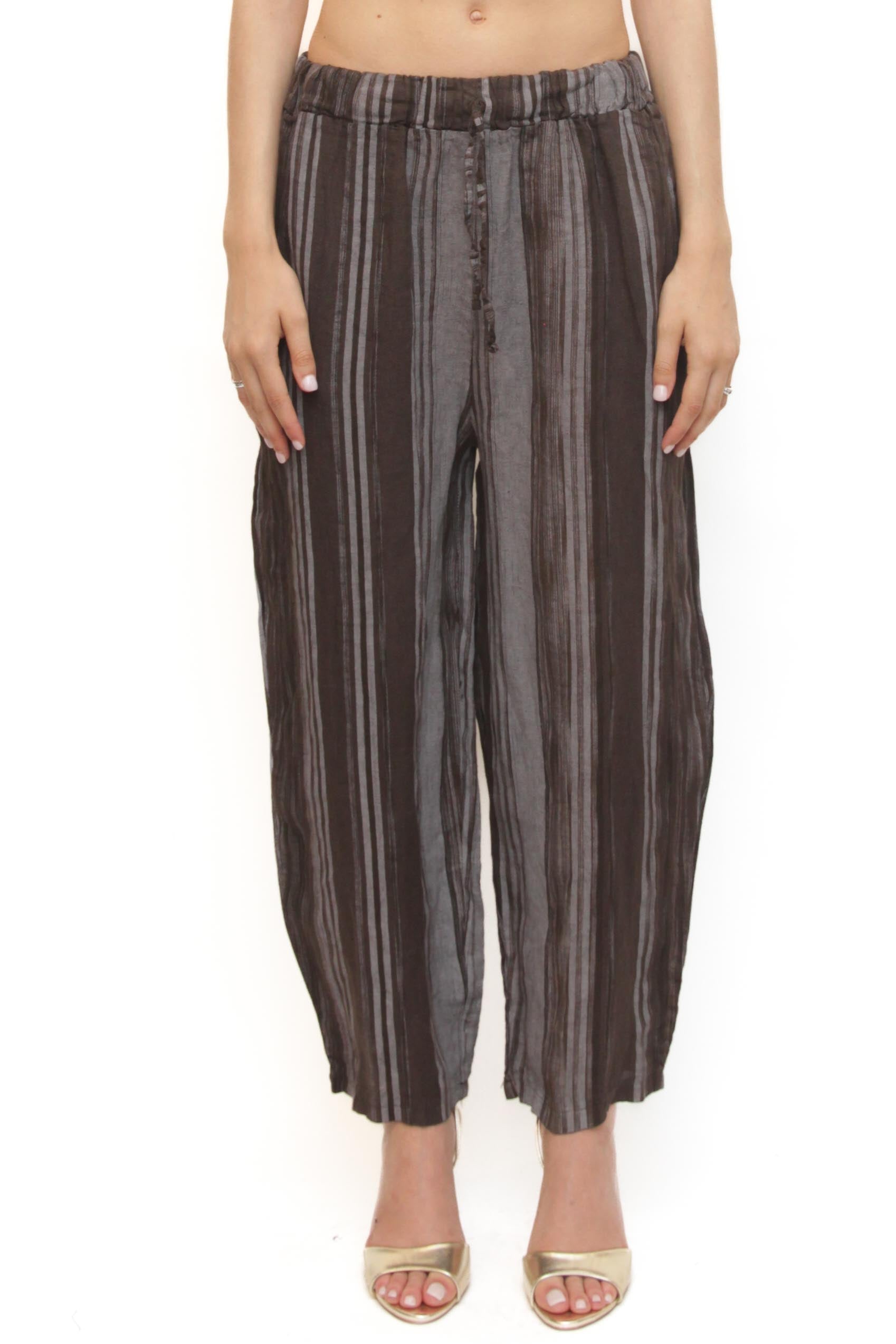 LEVH - Pantalone Primavera - Riga grigio/marrone