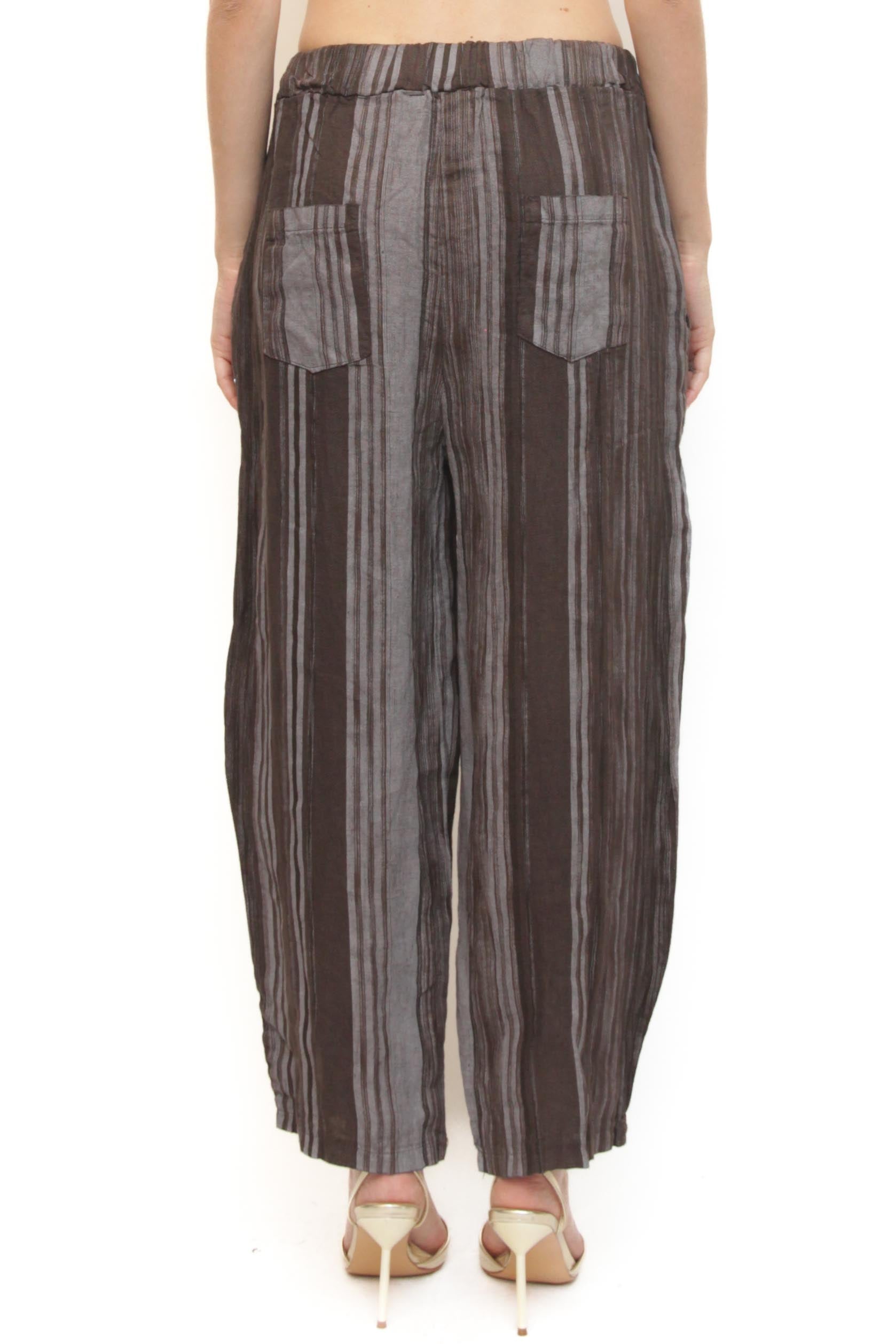 LEVH - Pantalone Primavera - Riga grigio/marrone