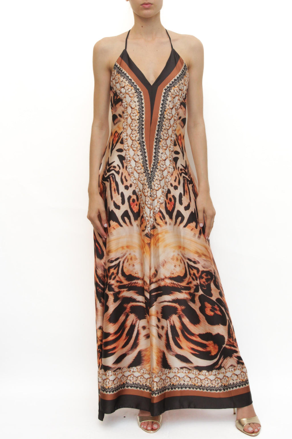 LEVH - Abito Amélie - Animalier nero/beige
