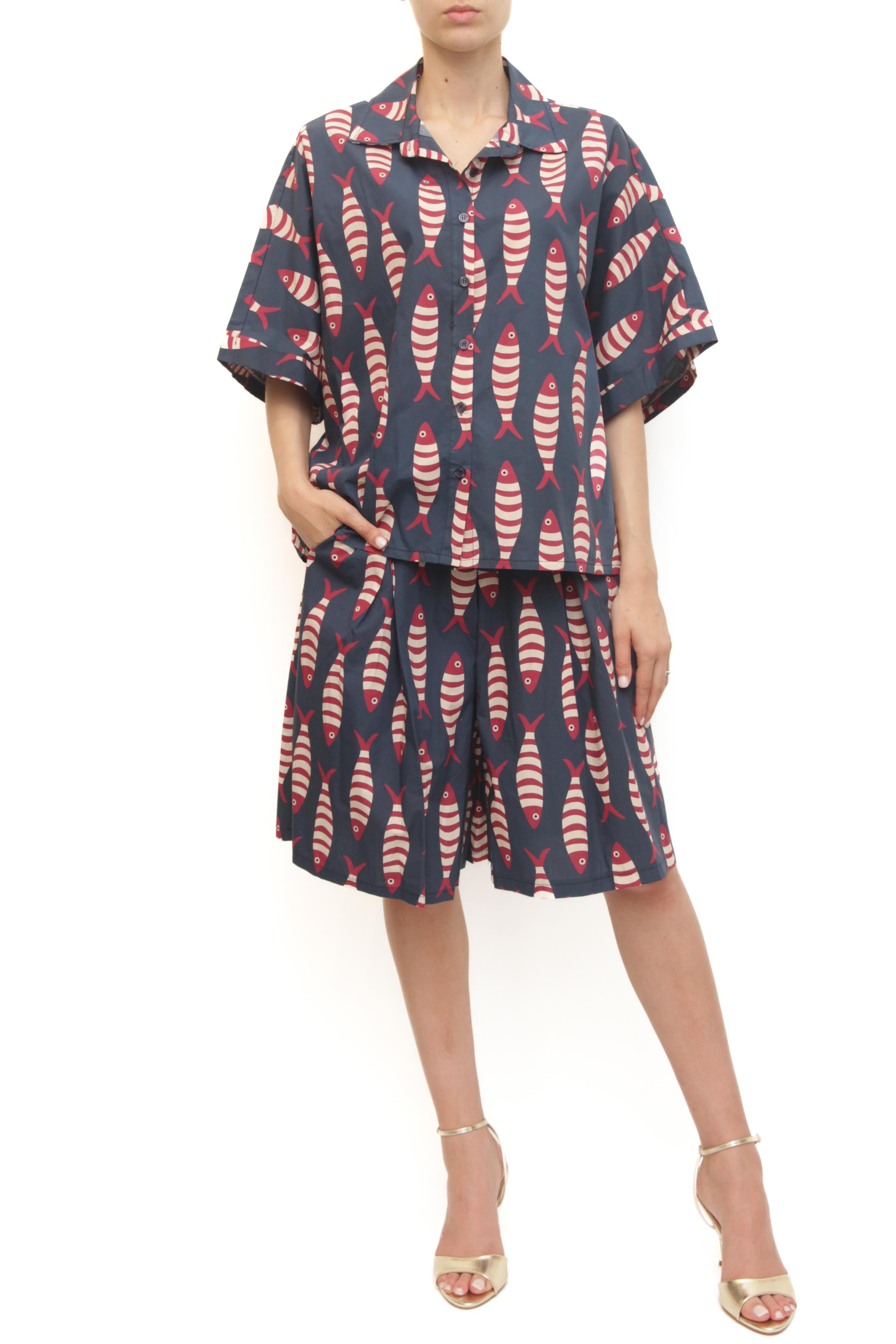 LEVH - Bermuda Briony - Fantasia pesce blu/rosso
