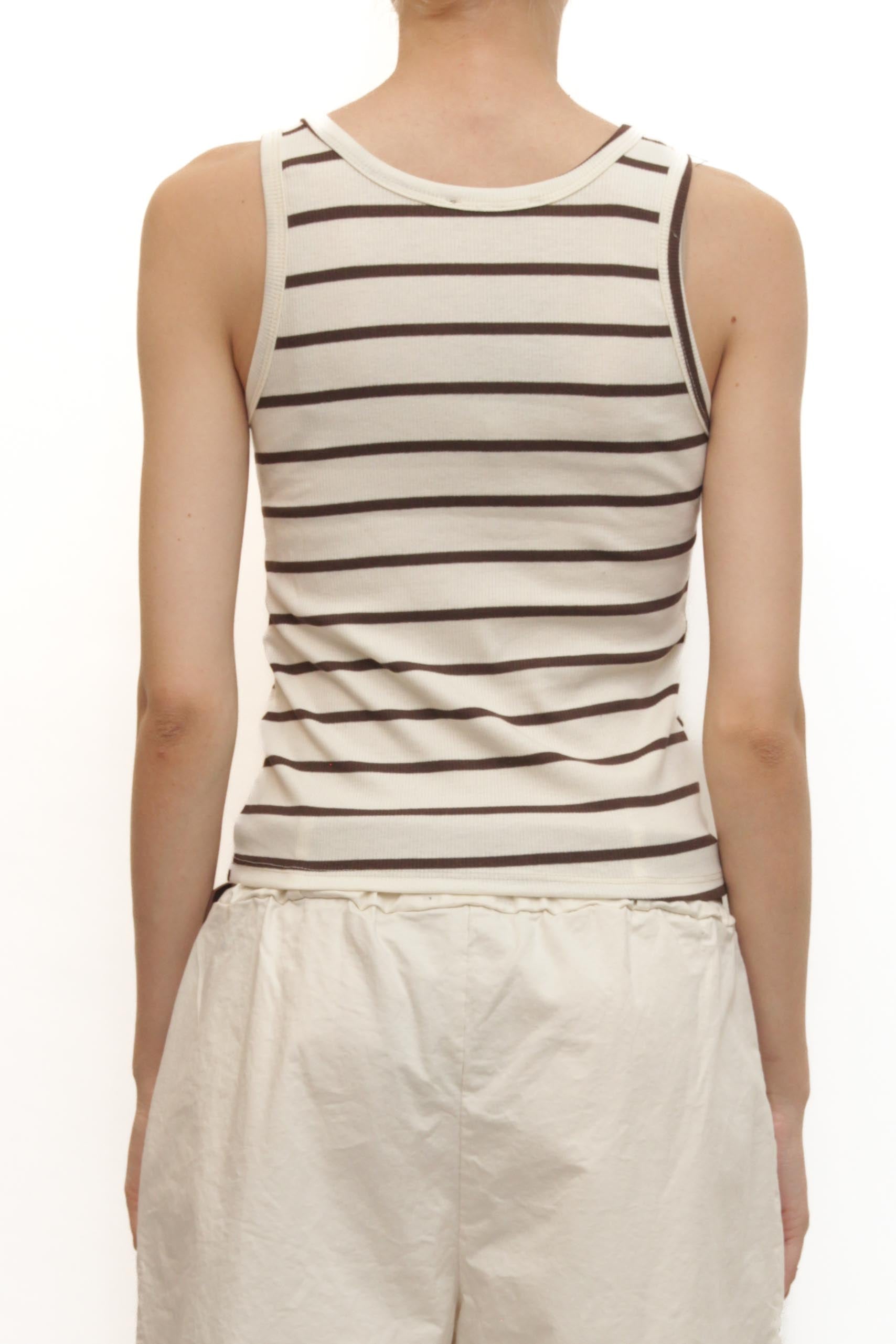 LEVH - Top Trinity - Panna riga marrone