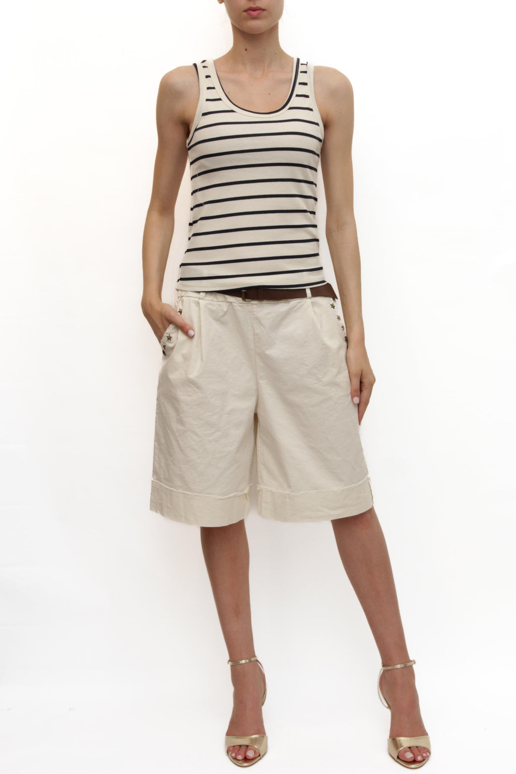LEVH - Top Trinity - Panna riga blu