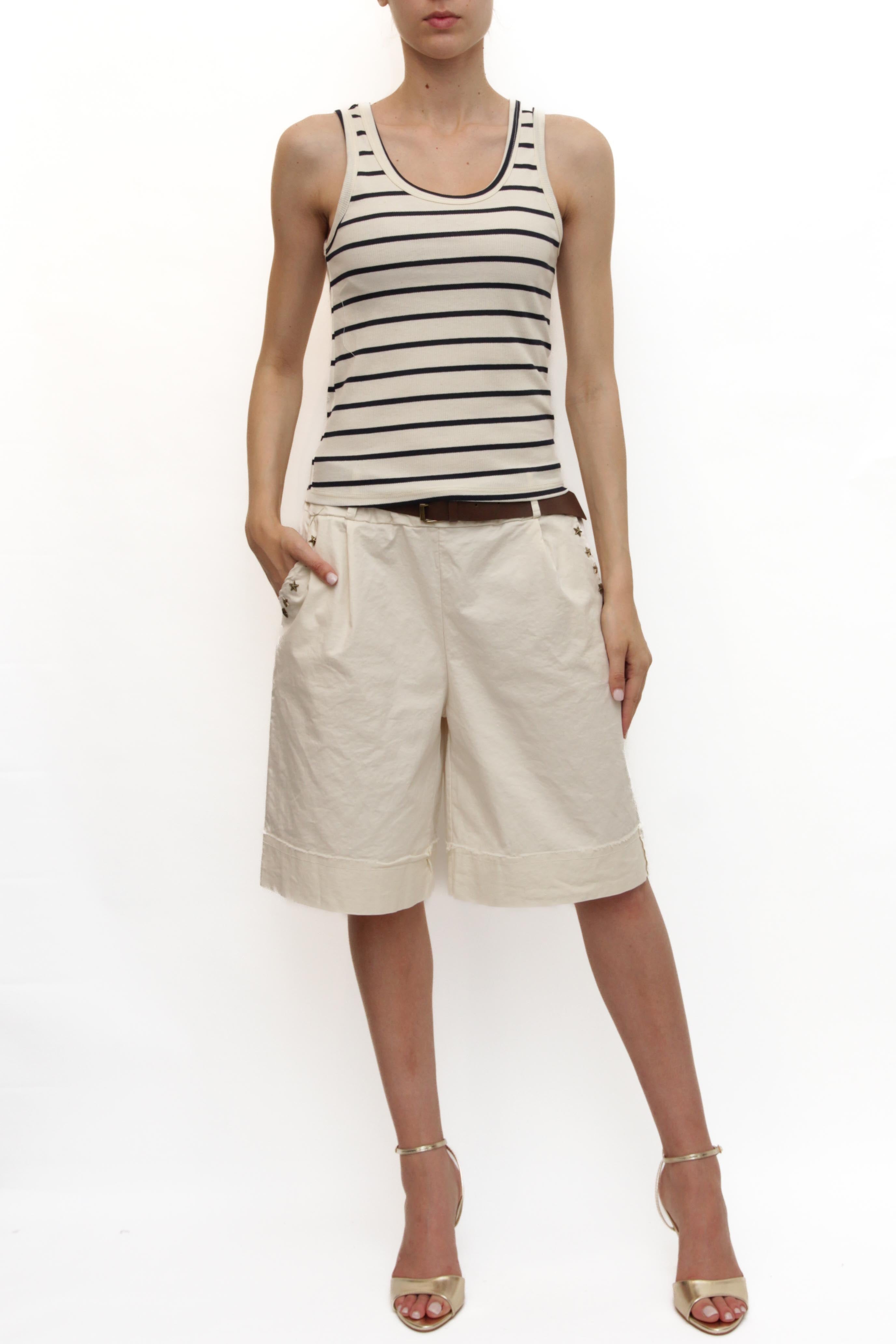 LEVH - Top Trinity - Panna riga blu