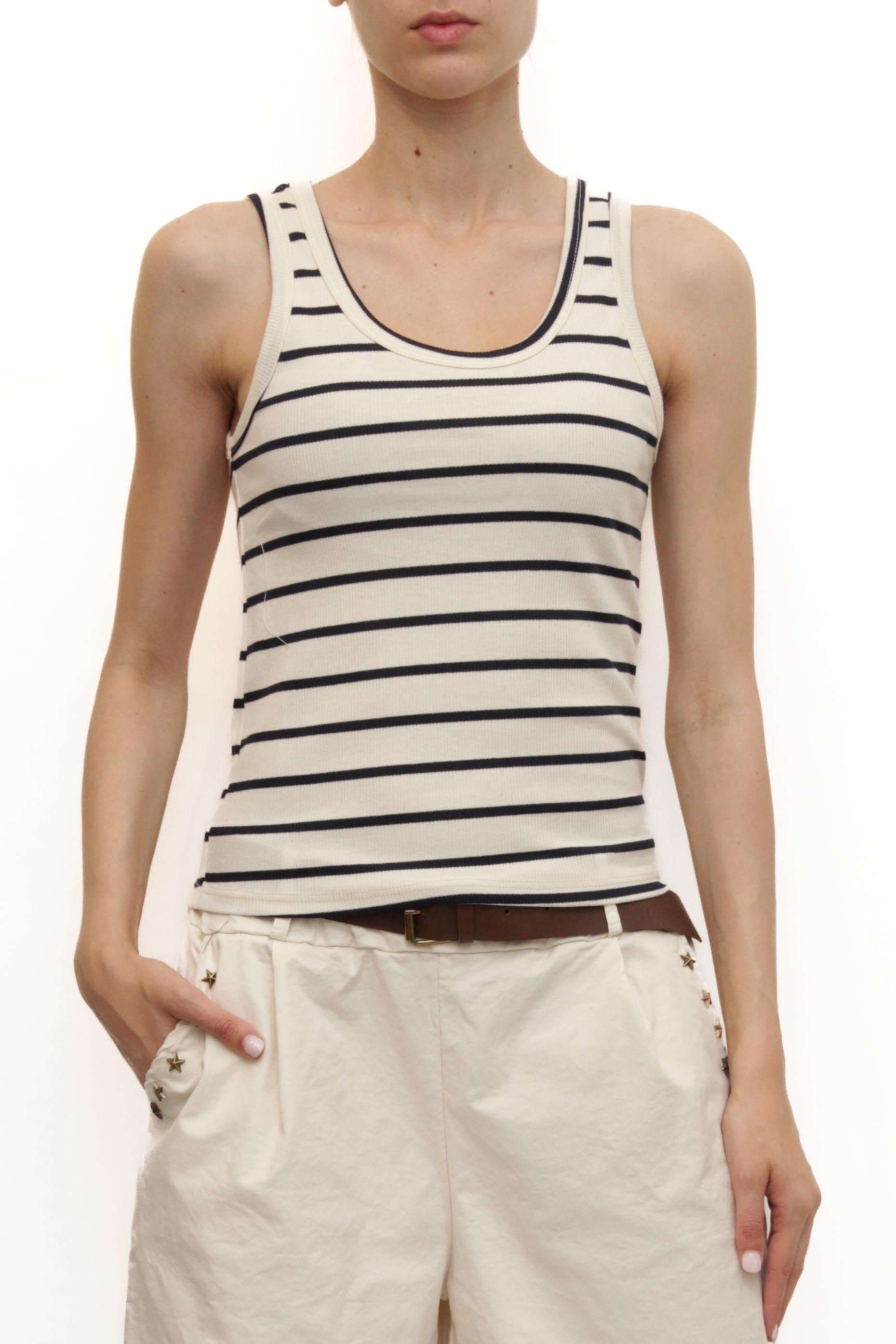 LEVH - Top Trinity - Panna riga blu