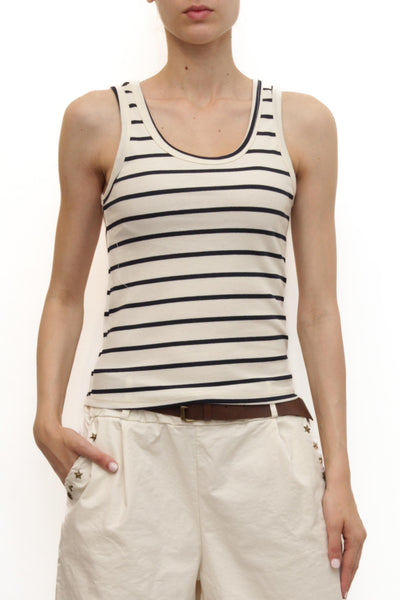 LEVH - Top Trinity - Panna riga blu