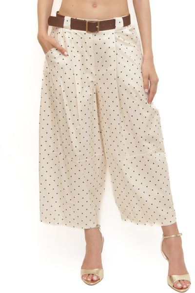 LEVH - Pantalone Praslin - Bianco pois nero