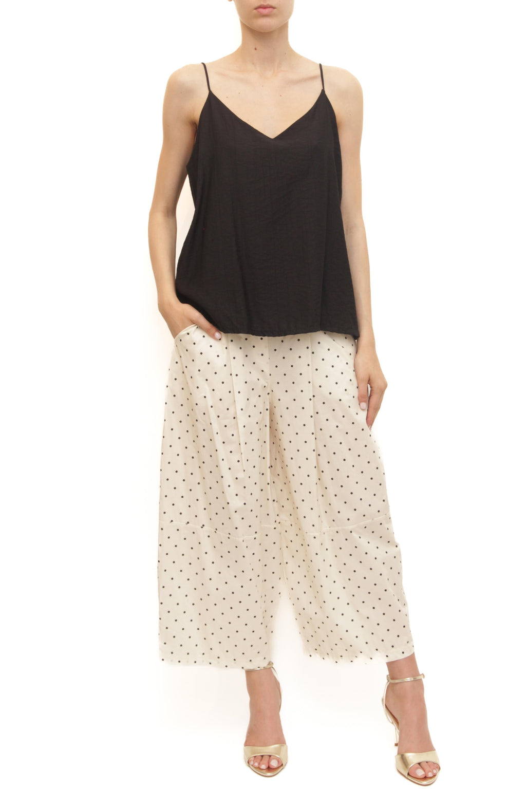 LEVH - Pantalone Praslin - Bianco pois nero