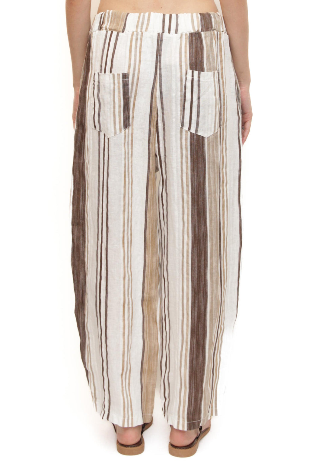 LEVH - Pantalone Primavera - Riga beige/bianco