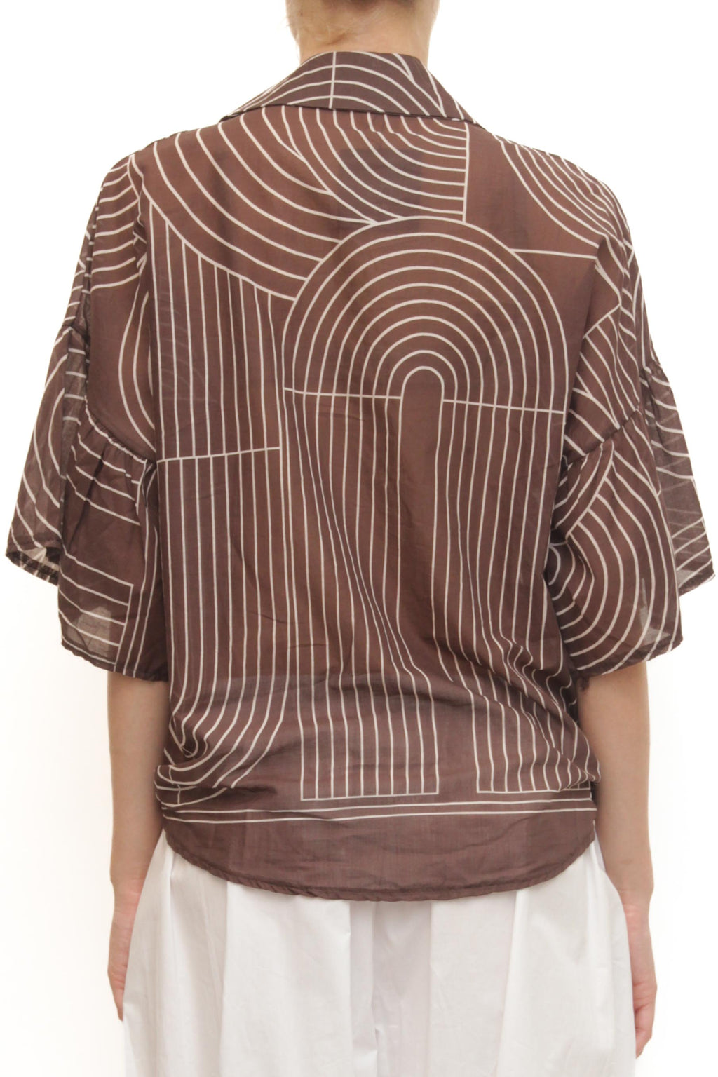 LEVH - Camicia Cusset - Marrone riga panna