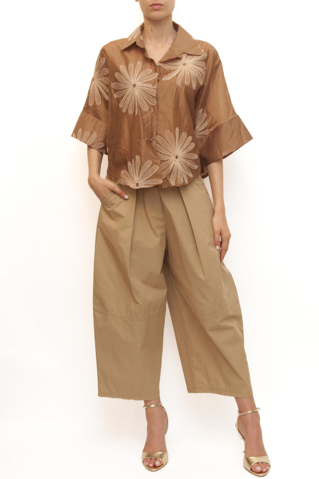 LEVH - Camicia Claudia - Tabacco fiore beige