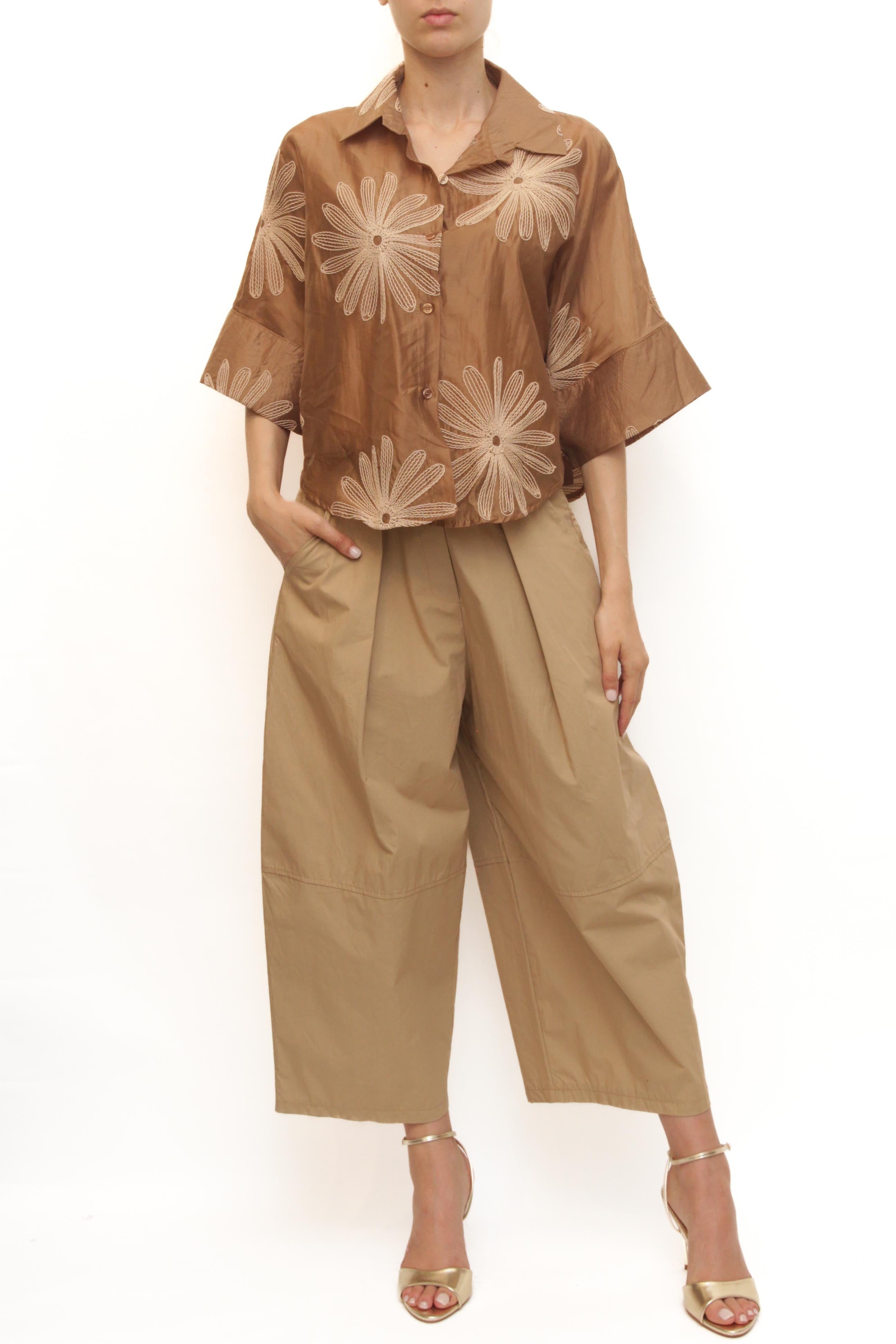 LEVH - Camicia Claudia - Tabacco fiore beige
