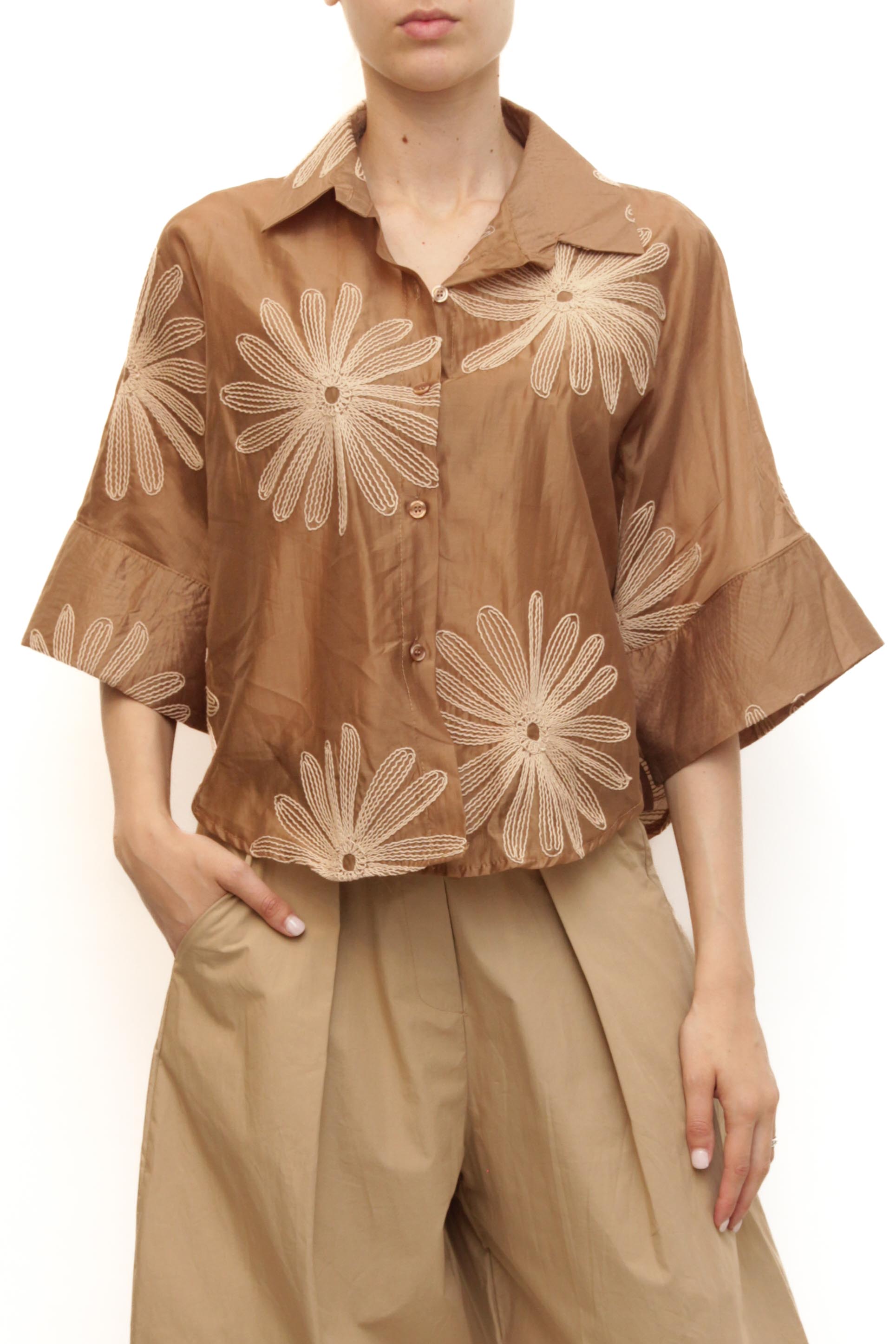 LEVH - Camicia Claudia - Tabacco fiore beige