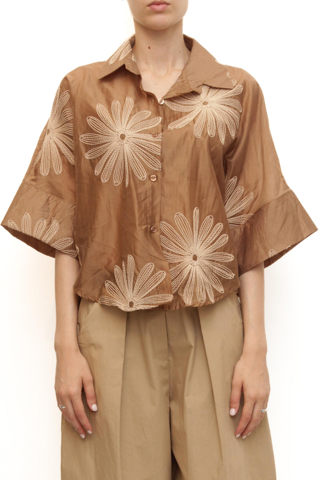 LEVH - Camicia Claudia - Tabacco fiore beige