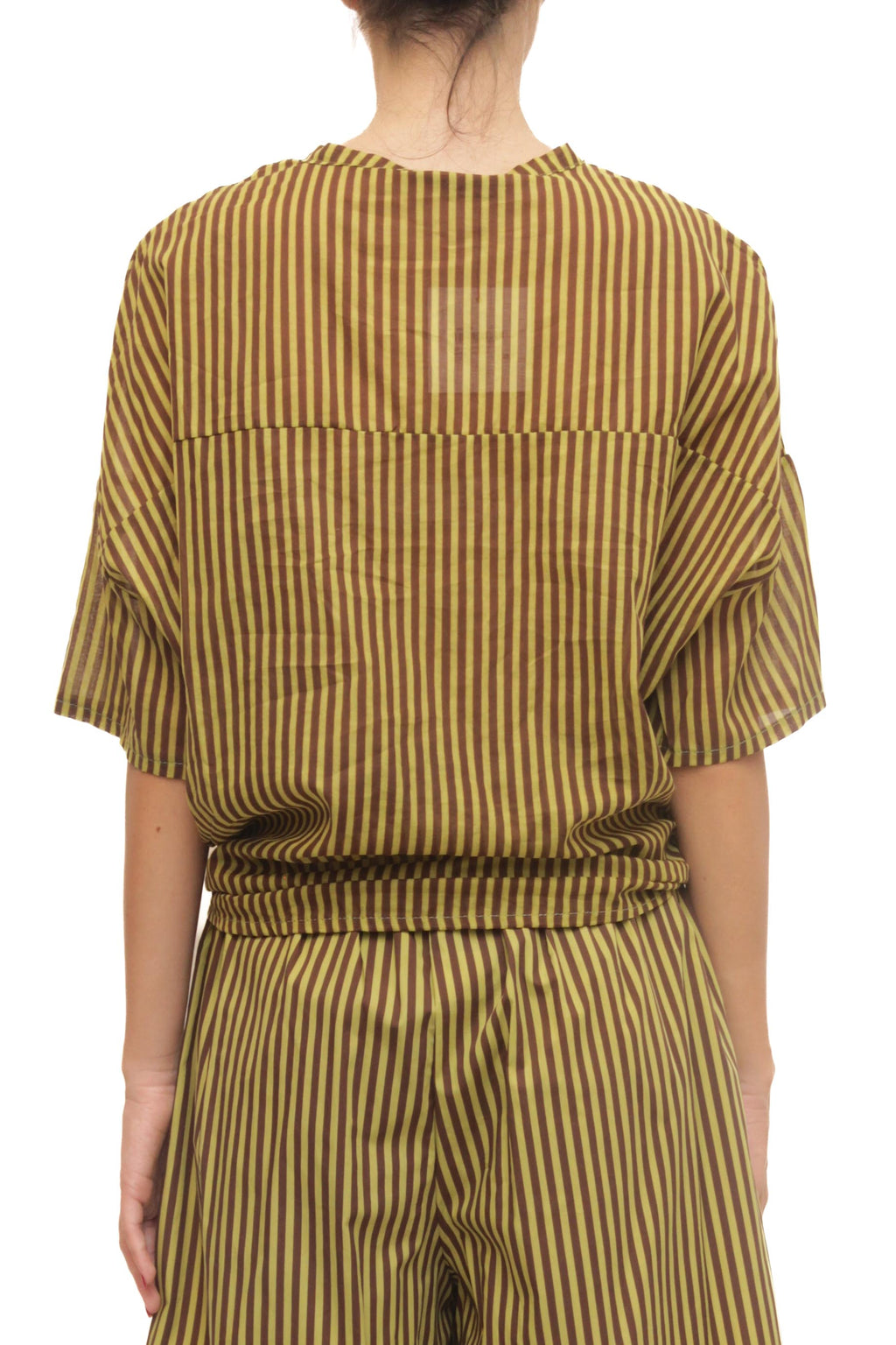 LEVH - Camicia Clemency - Riga pistacchio/marrone