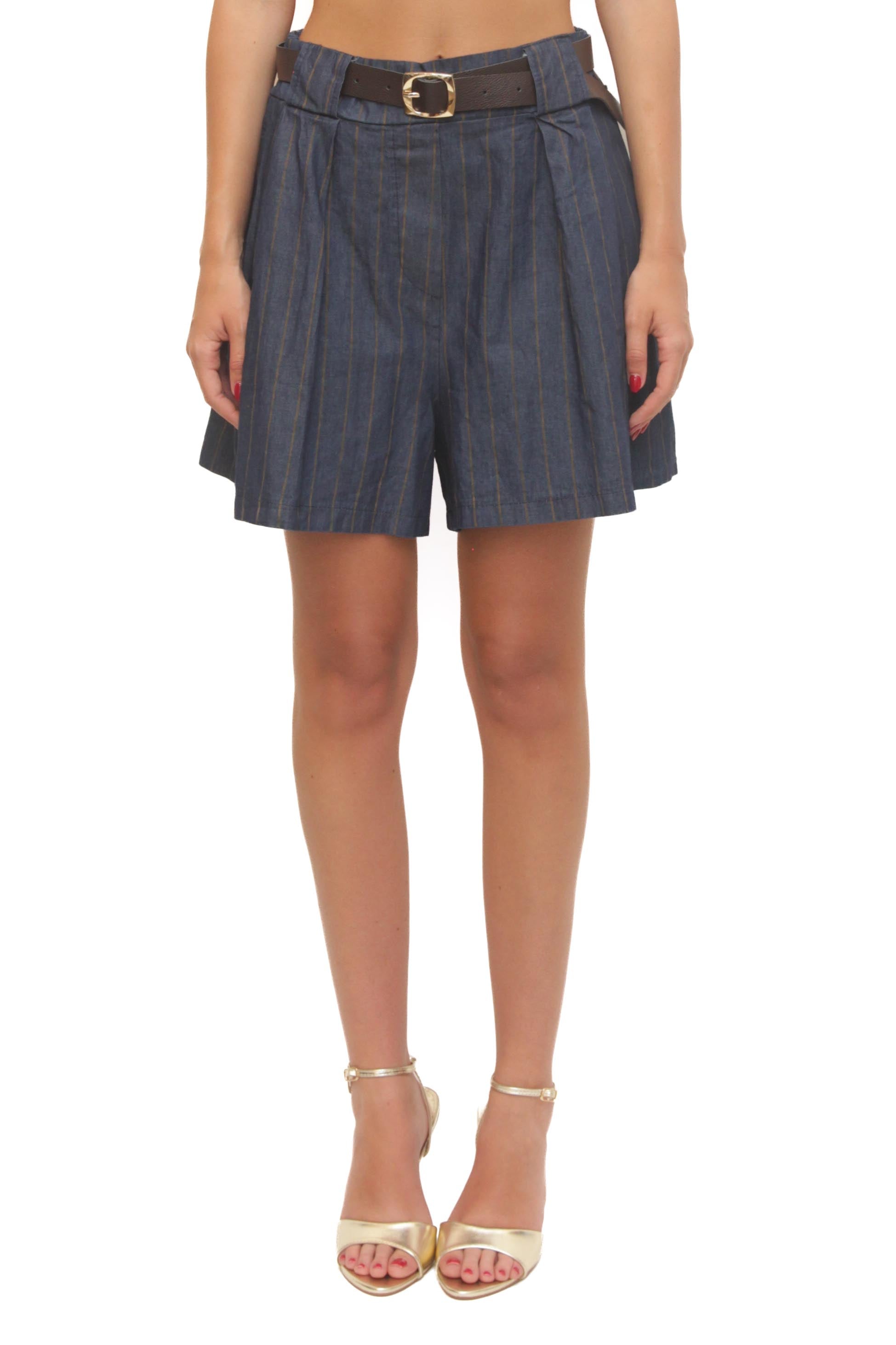 LEVH - Shorts Sharla - Blu riga marrone