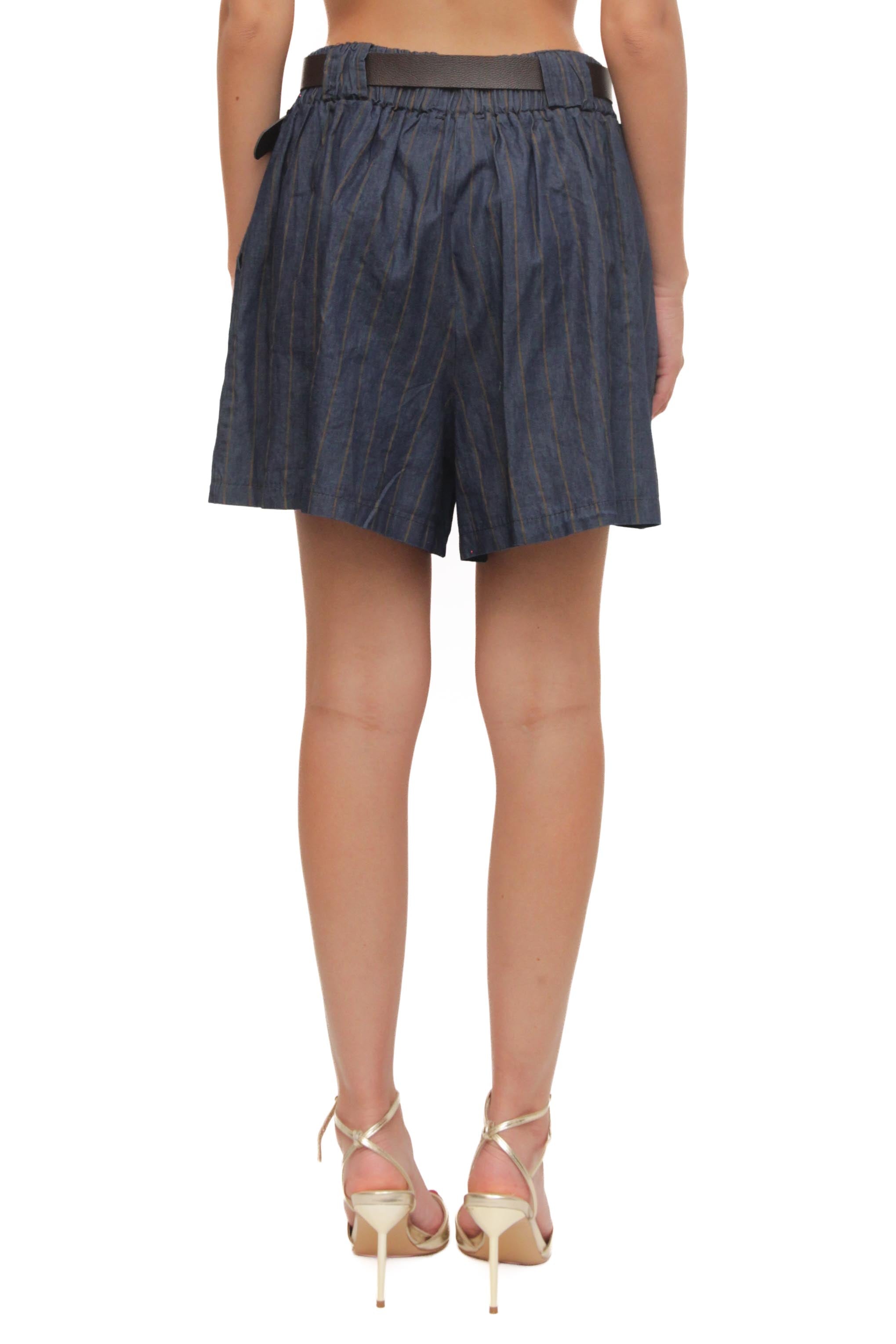 LEVH - Shorts Sharla - Blu riga marrone