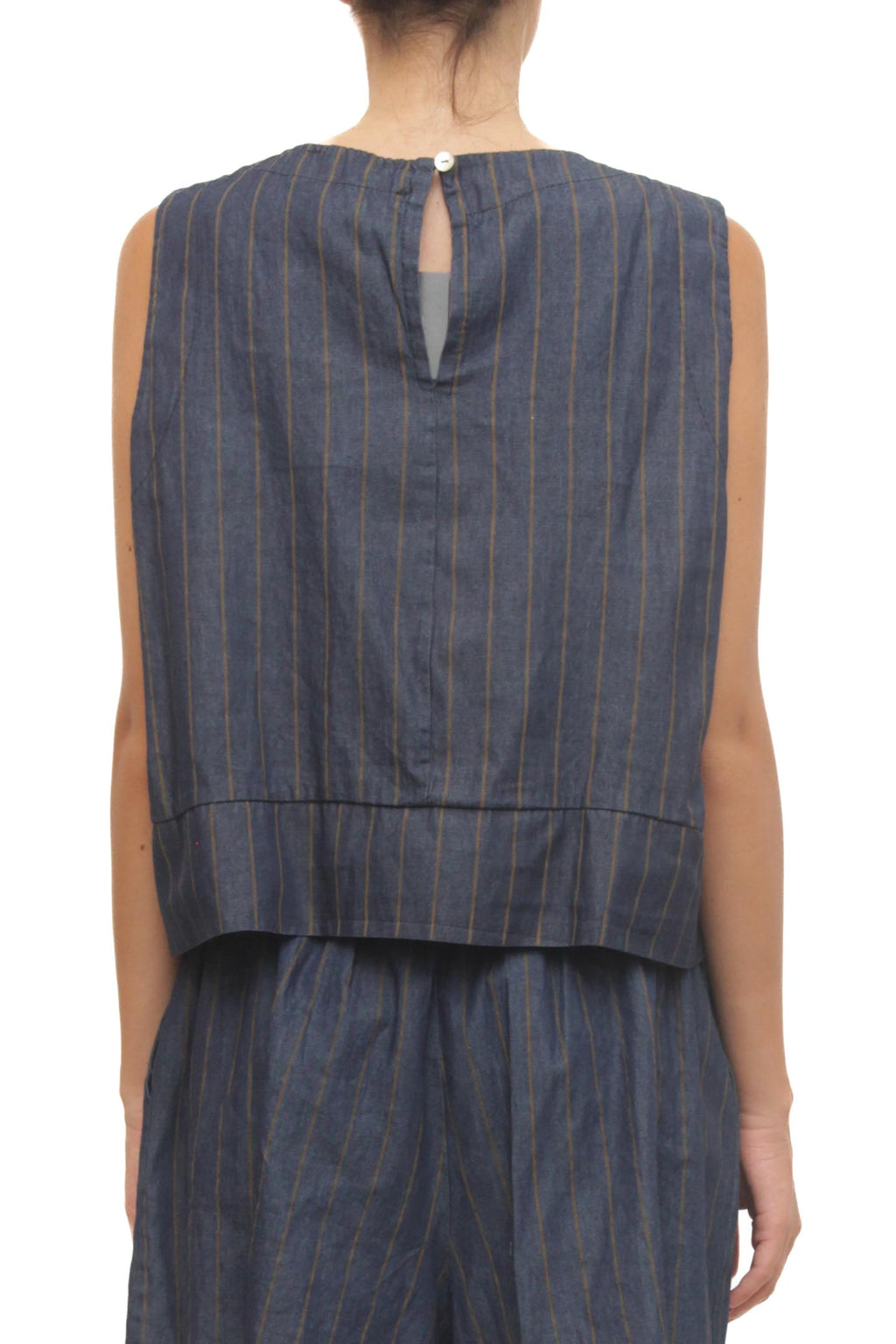 LEVH - Top Tanika - Blu riga marrone
