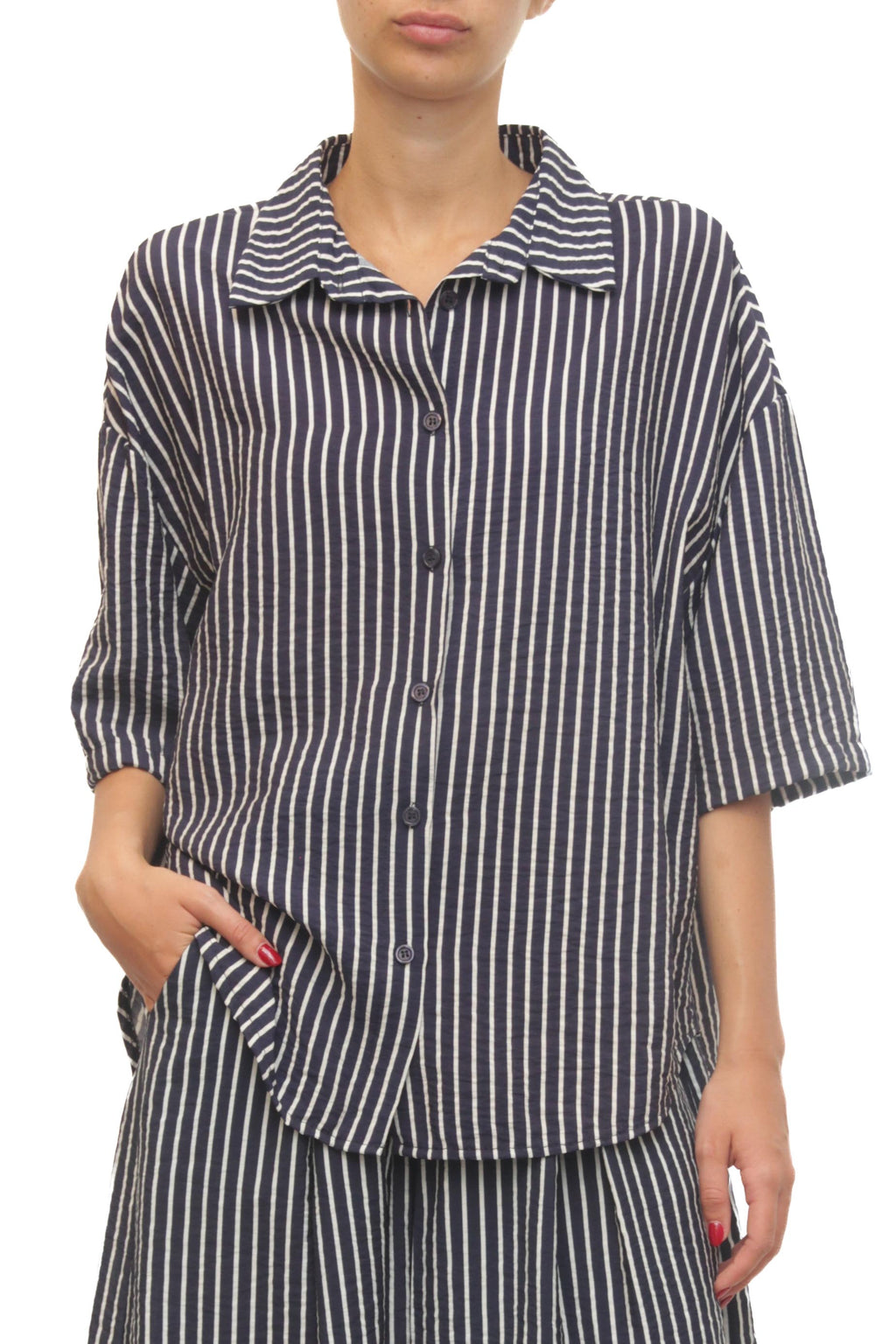 LEVH - Camicia Concord - Riga blu/bianco