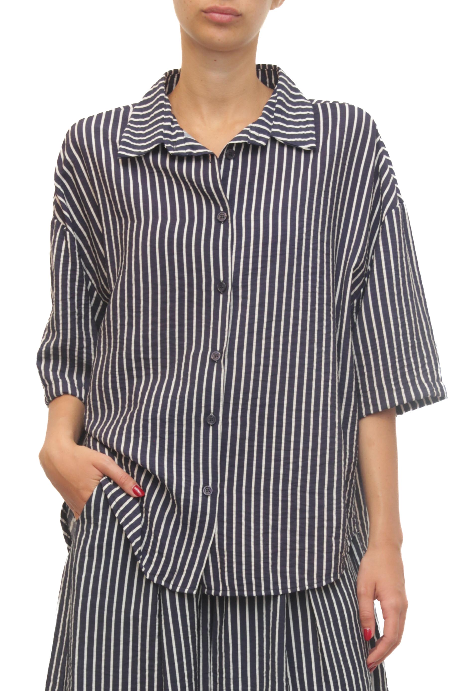 LEVH - Camicia Concord - Riga blu/bianco