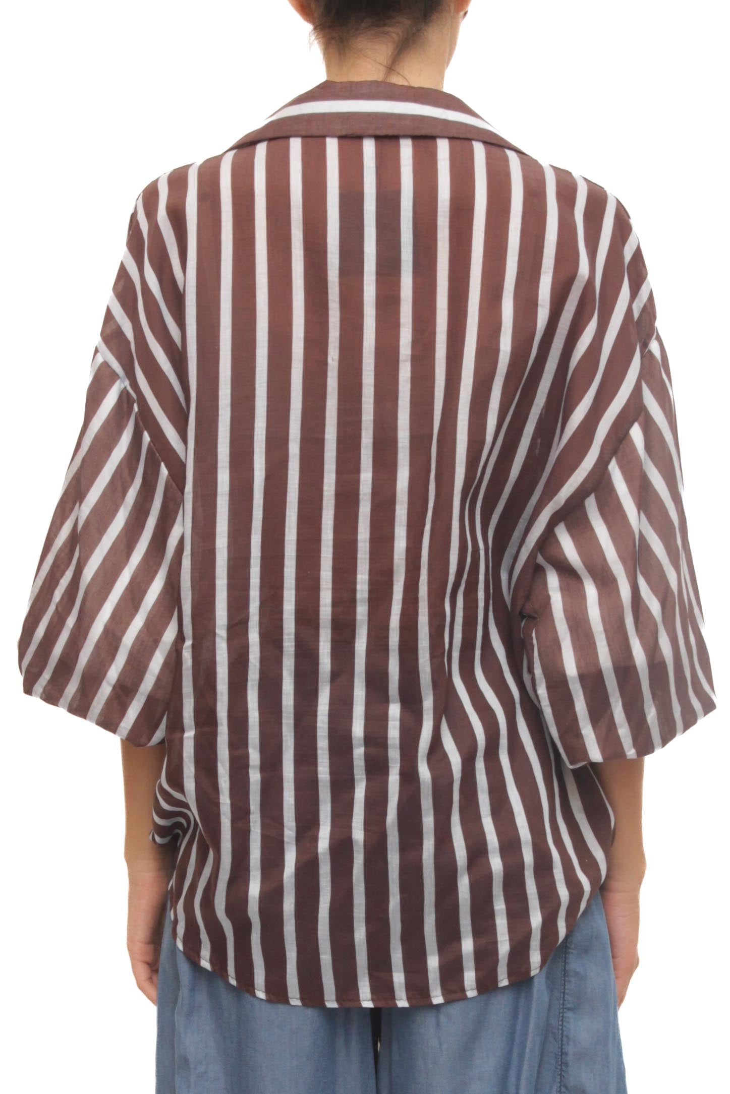 LEVH - Blusa Bénédicte - Riga marrone/celeste