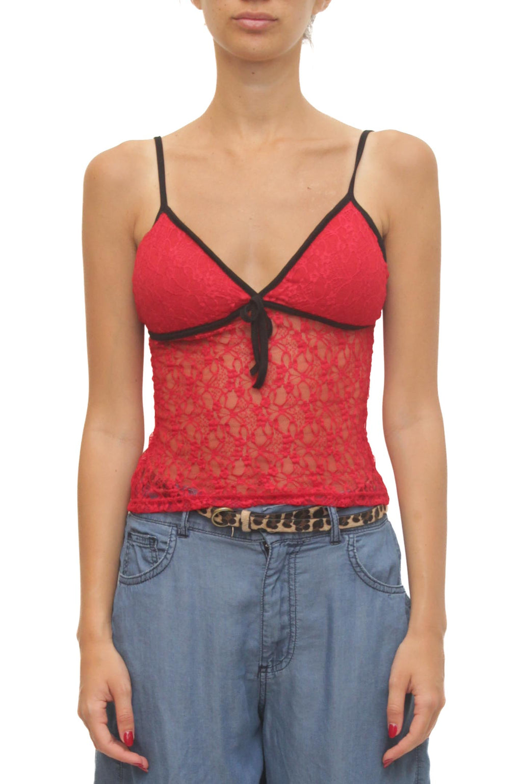 LEVH - Top Trisha - ROSSO riga NERO