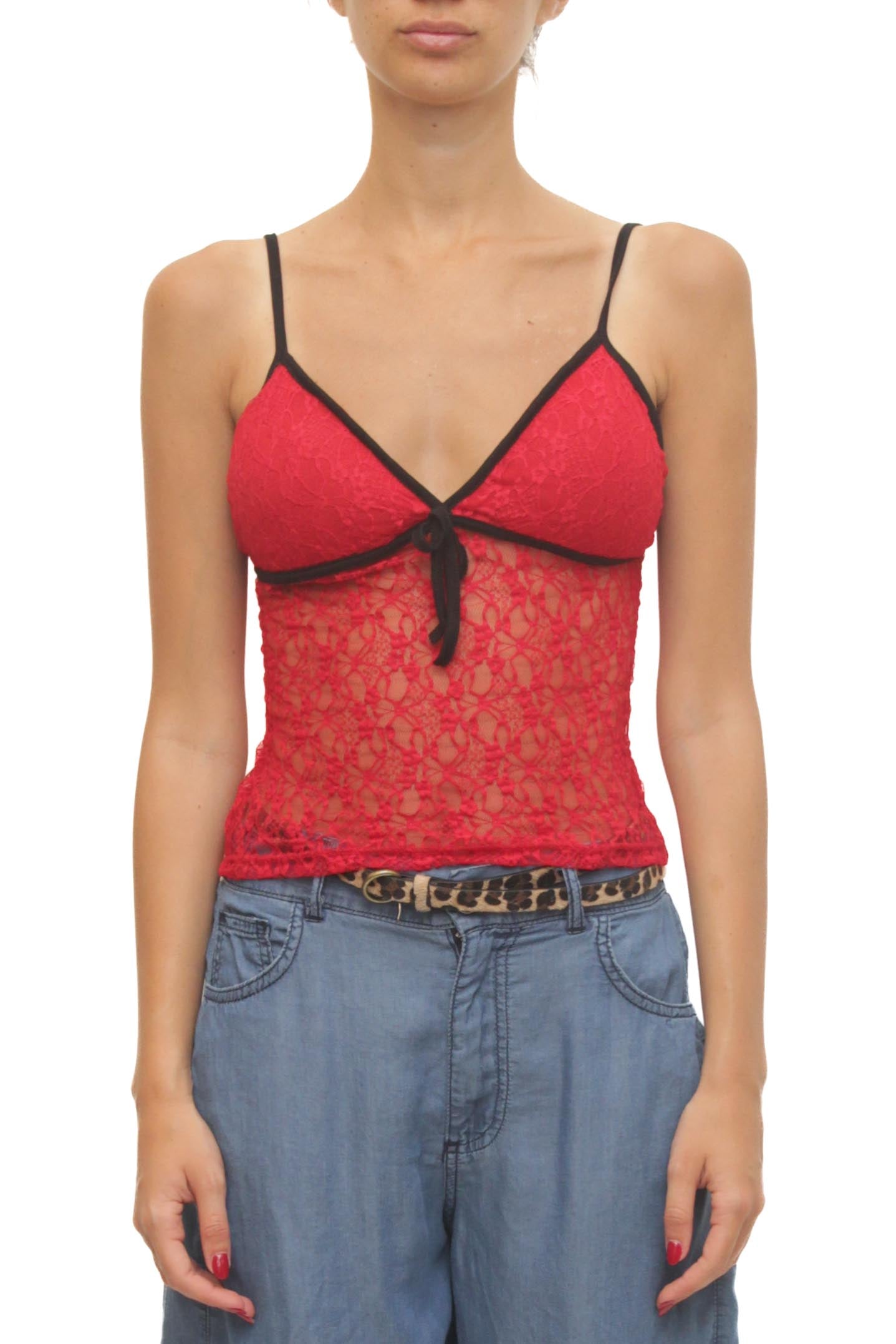 LEVH - Top Trisha - ROSSO riga NERO