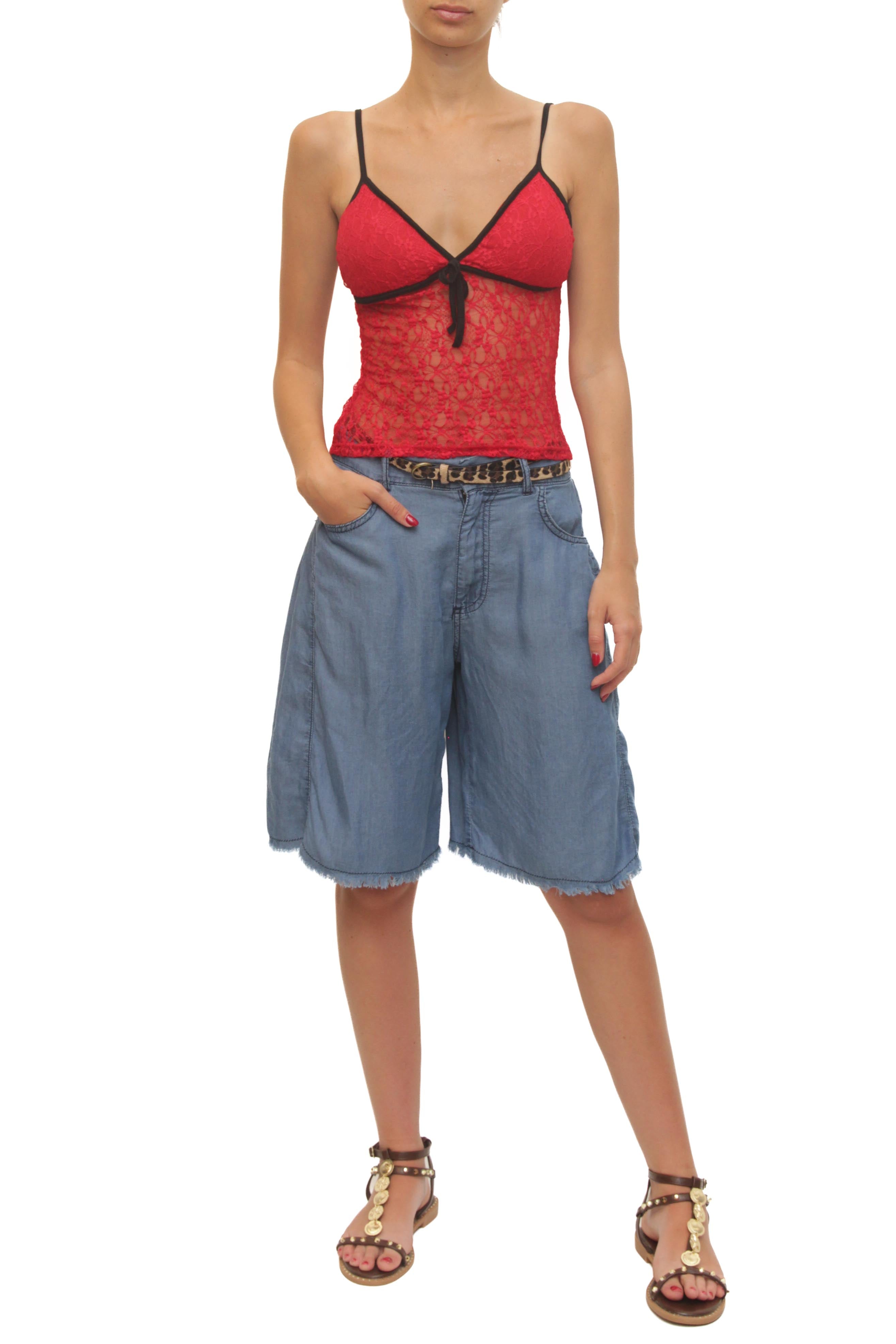LEVH - Top Trisha - ROSSO riga NERO