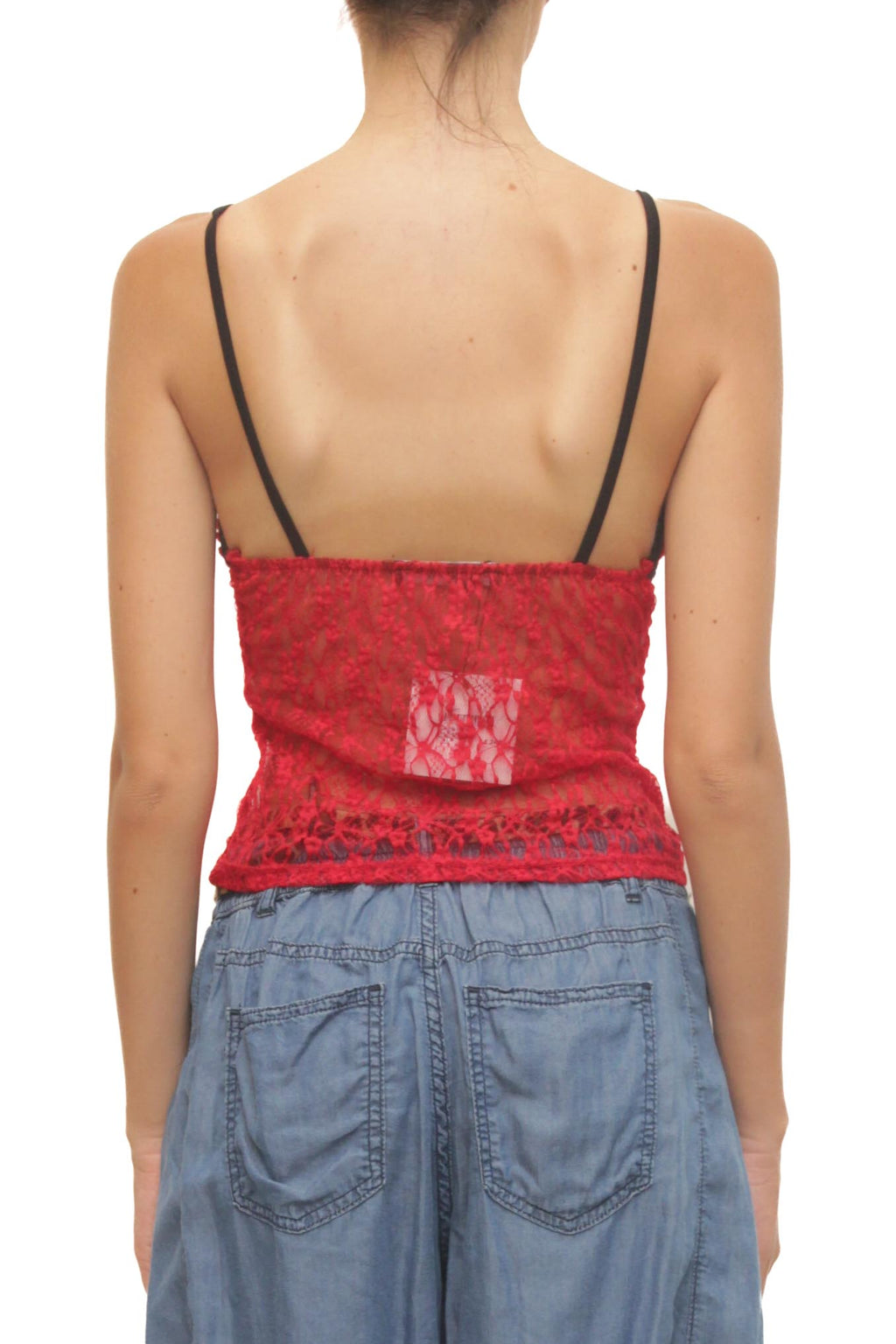 LEVH - Top Trisha - ROSSO riga NERO