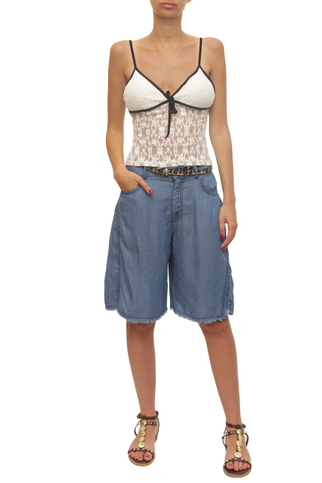 LEVH - Top Trisha - BIANCO riga NERO