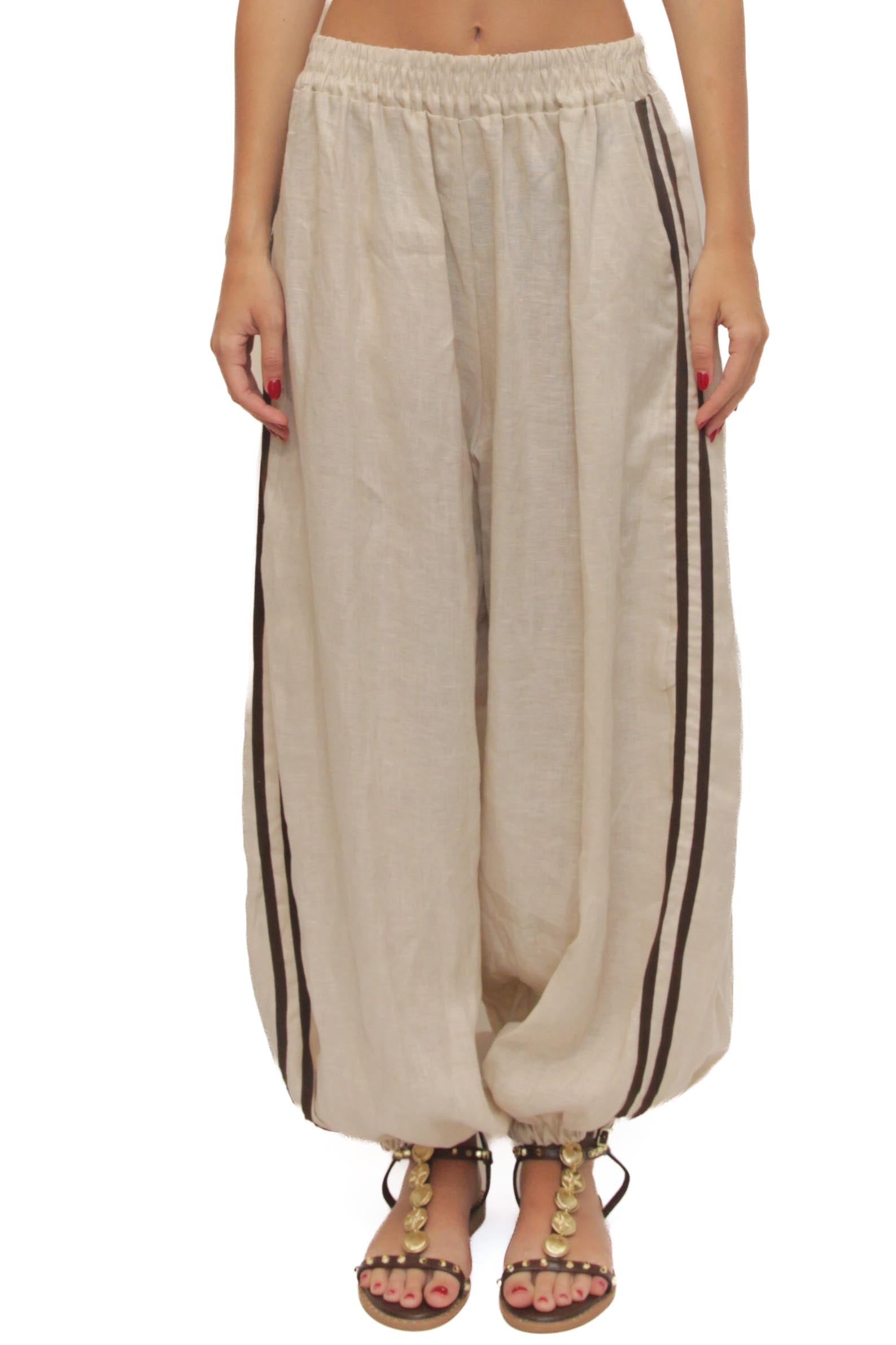 LEVH - Pantalone Pritha - Beige banda marrone
